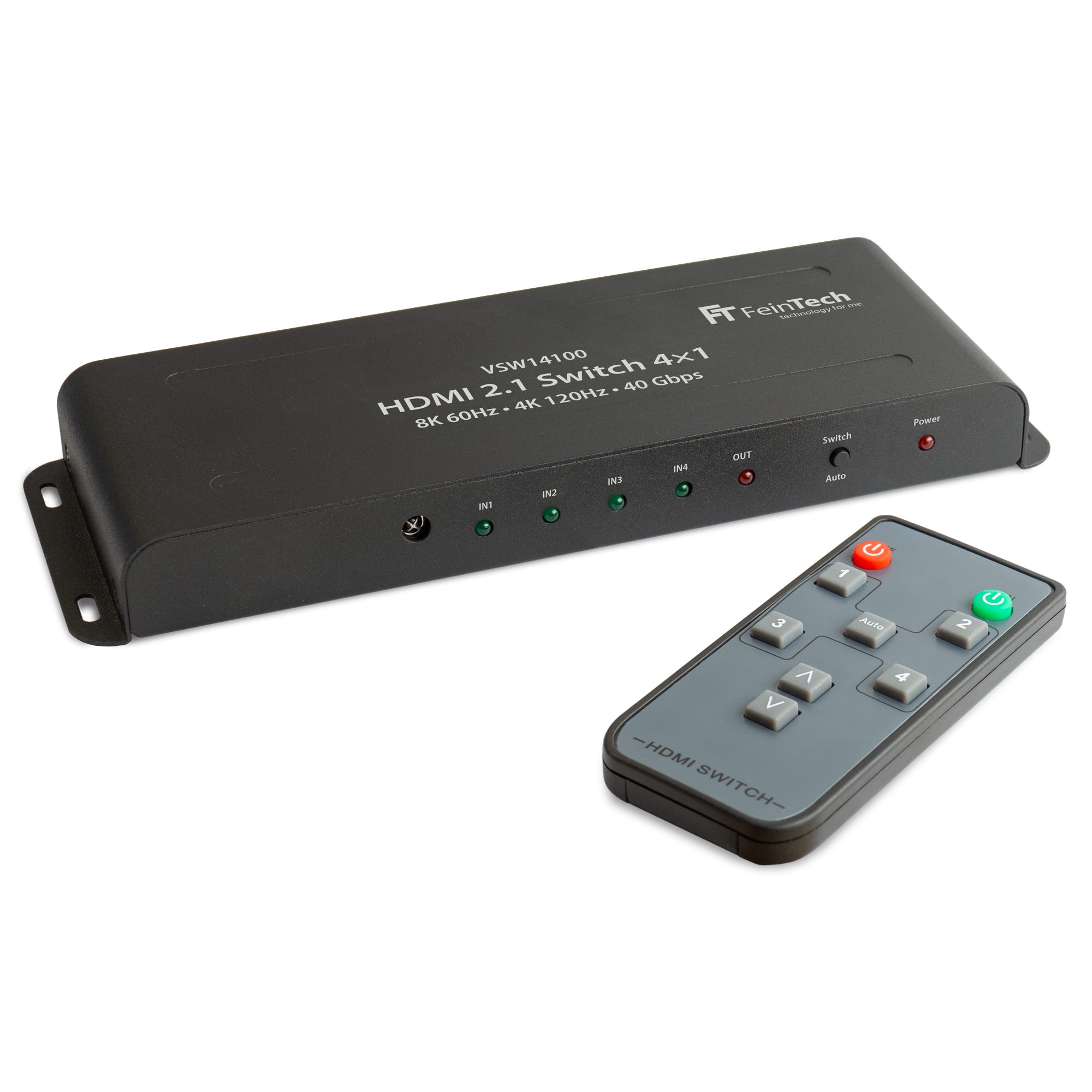 FeinTech HDMI-Splitter VSW14100 HDMI 2.1 Switch 4 In 1 Out, 4K 120Hz, 8k 60Hz, VRR, ALLM mit automatischer Umschaltung, 40 Gbps – Bild 3 von 4