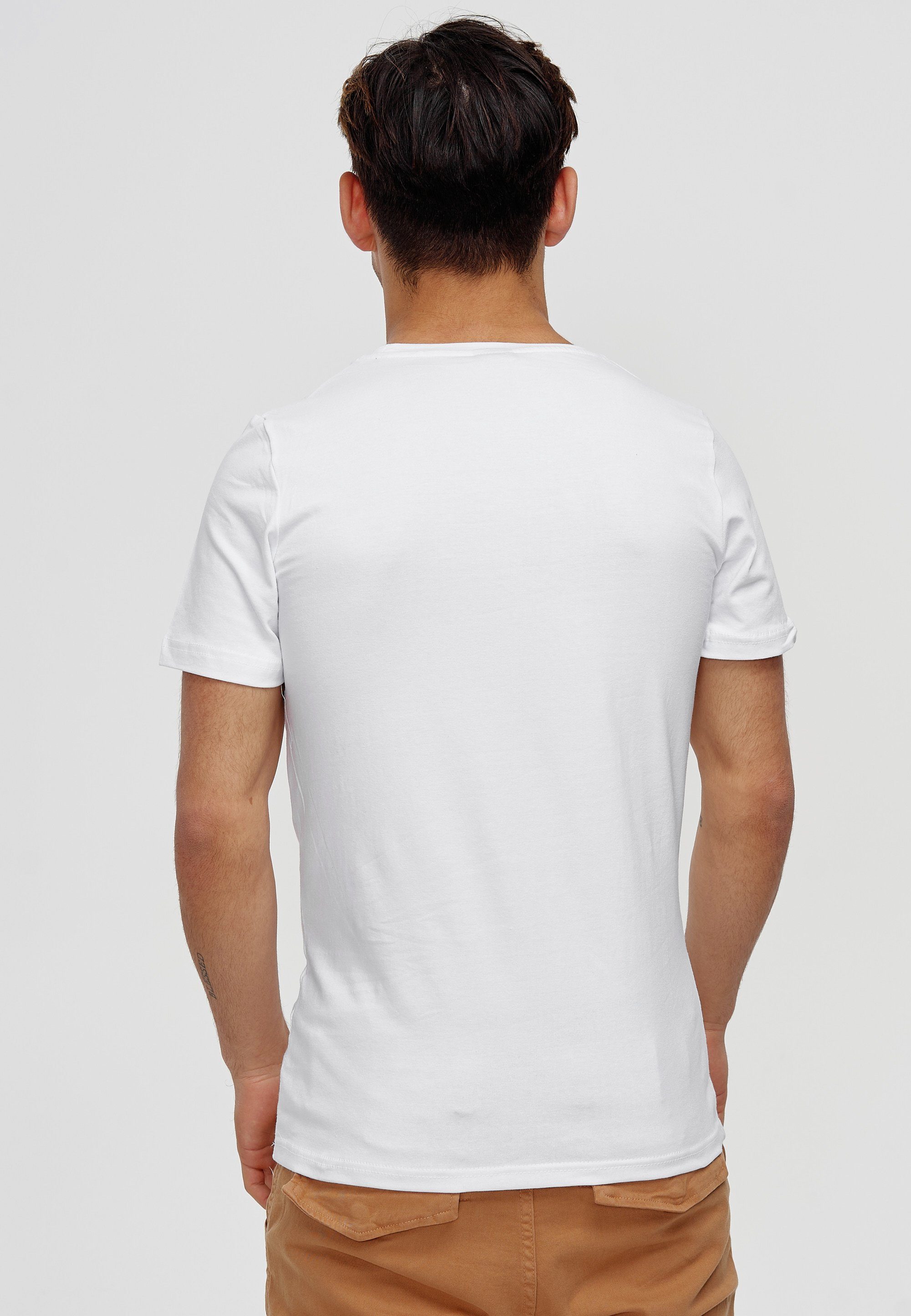 Fitness Design) OneRedox Tee, modischem 1-tlg., TS-3717C Polo (Shirt Freizeit Kurzarmshirt T-Shirt Casual im Weiß