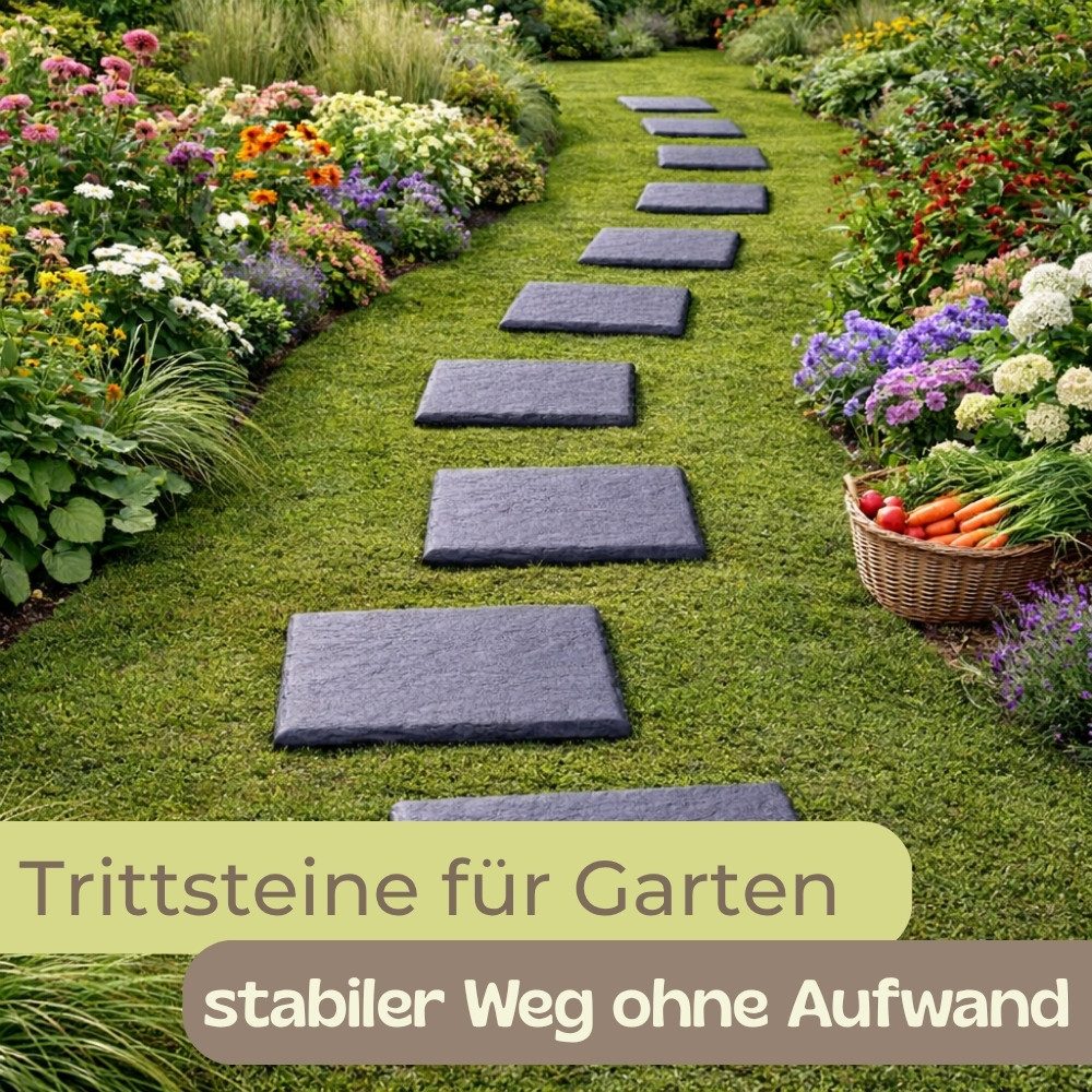 GarPet Klickfliesen 8er Set Trittplatten Garten Gehwegplatten Kunststoff 40x40 Trittsteine