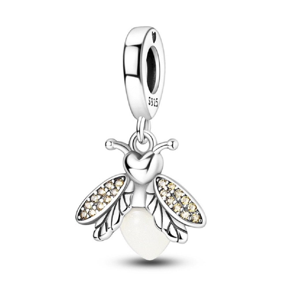 PANDACHARMS Bead Leuchtendes Glühwürmchen Anhänger für Armband, 925 Silber, Zirkonia