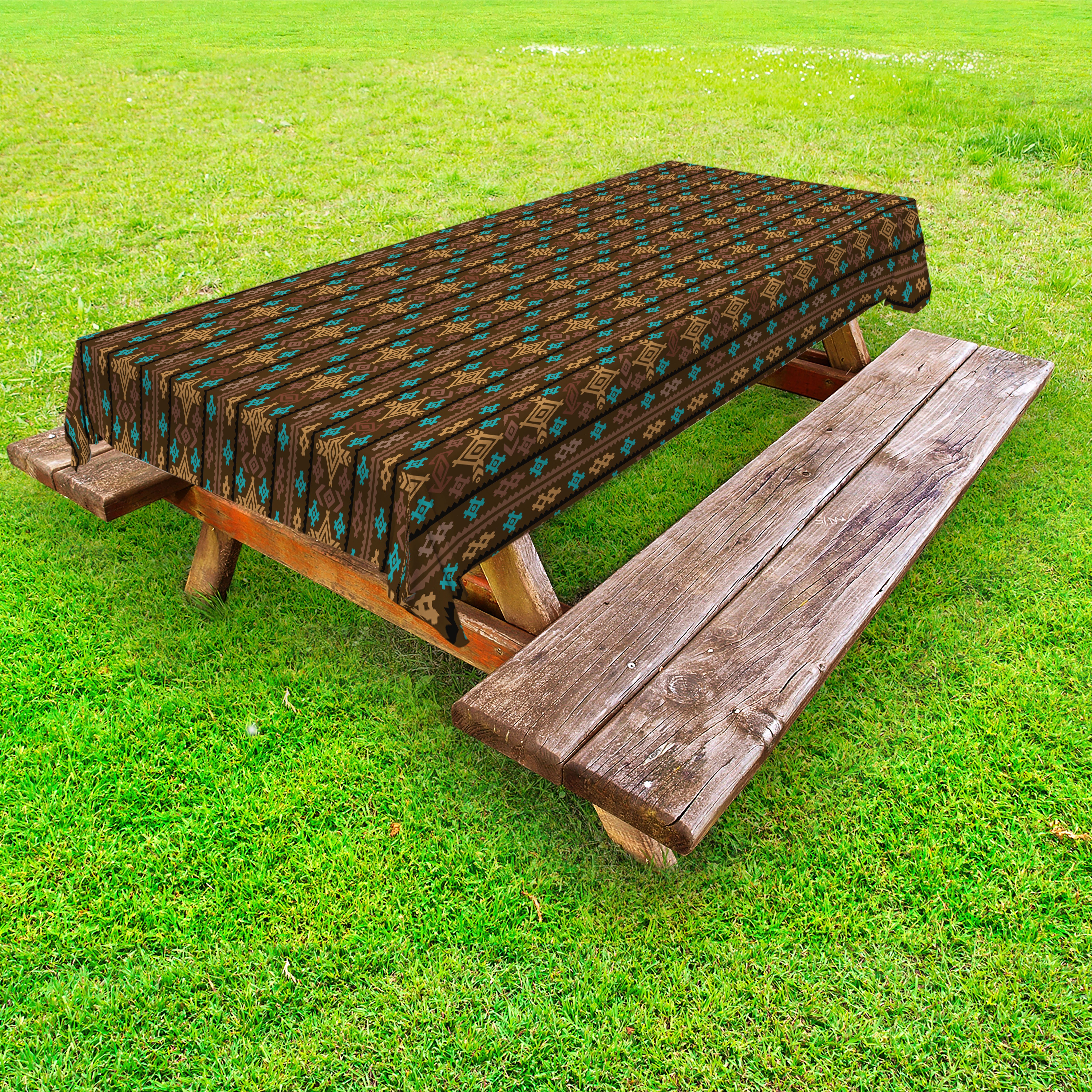 Abakuhaus Tischdecke dekorative waschbare Picknick-Tischdecke, Brown Floral Tribal Ethnic Muster