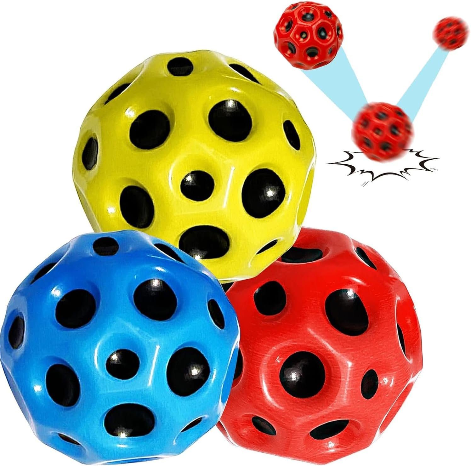 DTC GmbH Spielball Astro Jump Ball, 3-St Space Moon Ball, Mini Jump Ball  (Super High Bouncing Lightweight Springen Ball, Hüpfbälle), Bouncy Balls,  Interaktives Spielzeug zum Stressabbau, Hochwertige Materialien