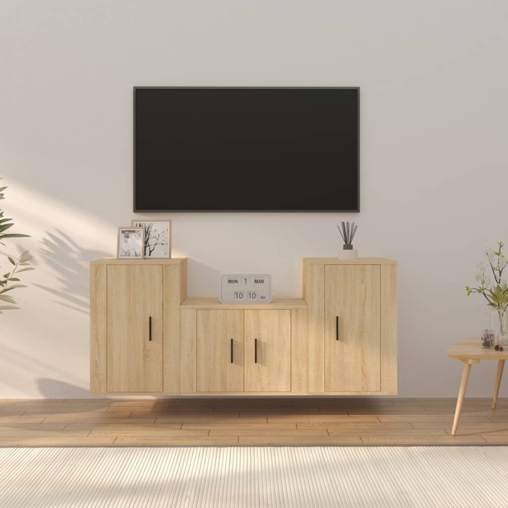 TV-Schrank 3-tlg. Holzwerkstoff furnicato TV-Schrank-Set Sonoma-Eiche
