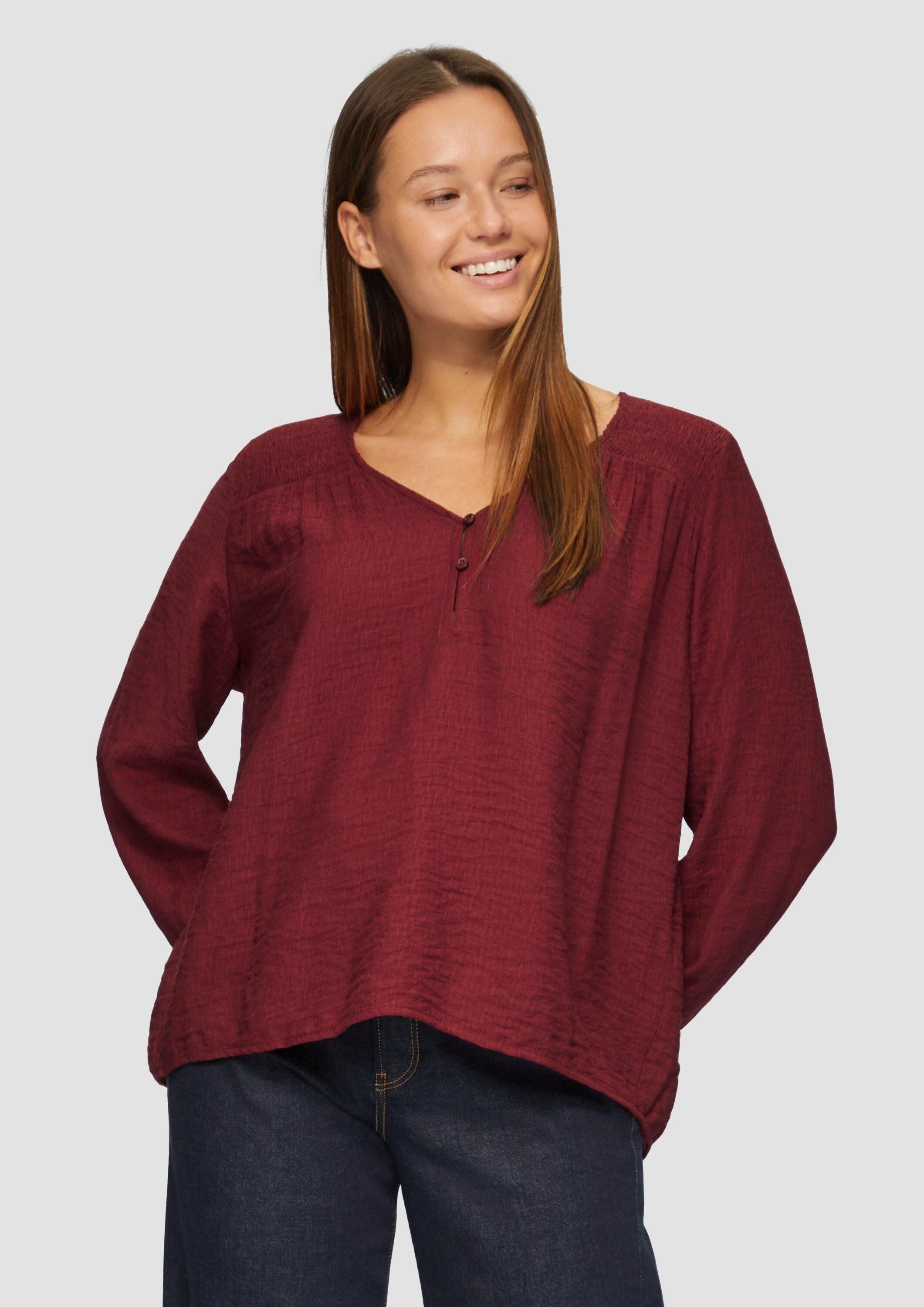 s.Oliver Langarmbluse Bluse Strukturierte Bluse aus Viskosemix mit Smok Det günstig online kaufen