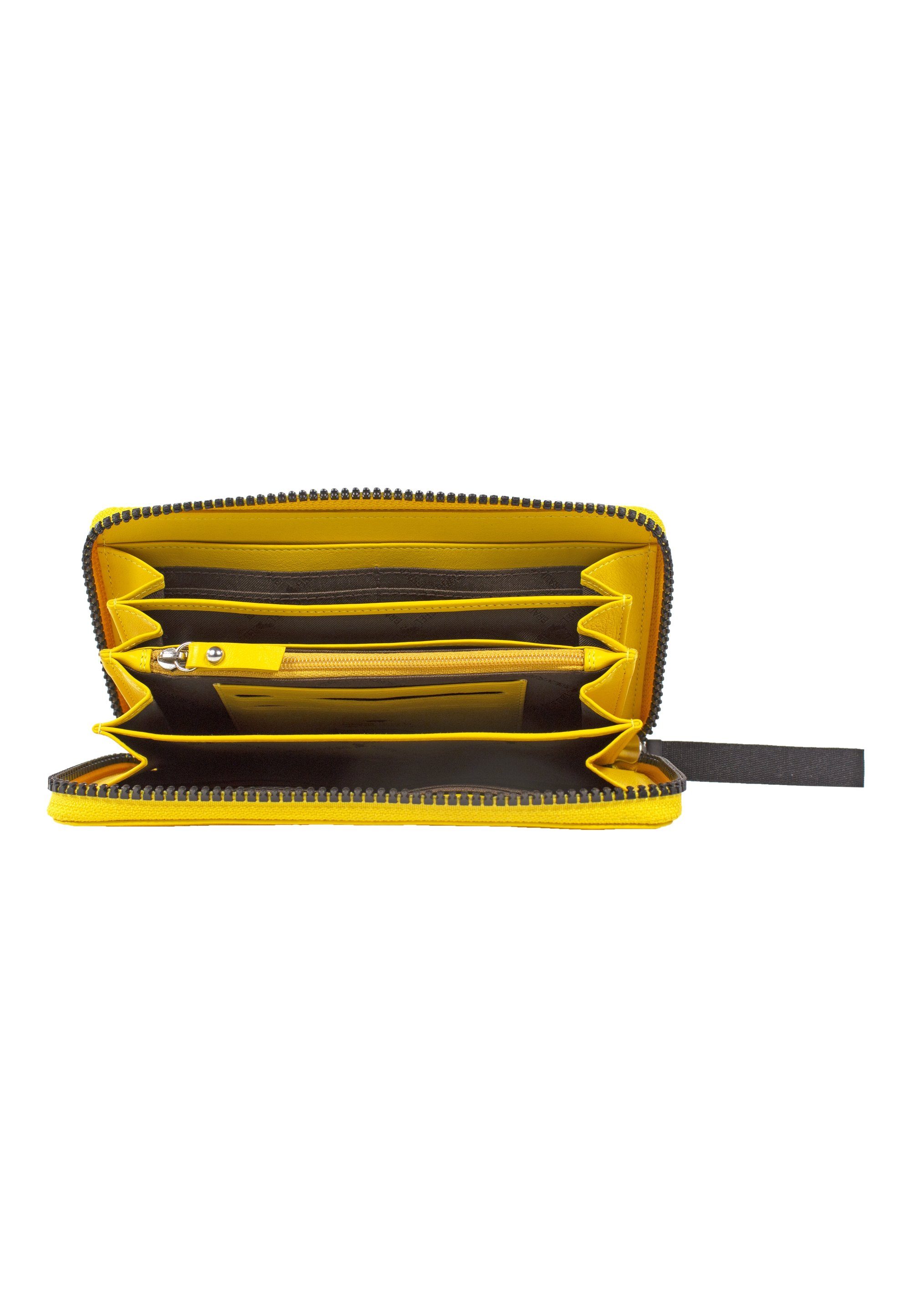 CAPRI Braun mit gelb Geldbörse Kartenfächern Büffel L, 18