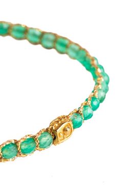 SAMAPURA Armband Grünes Onyx Armband, Gold Faden