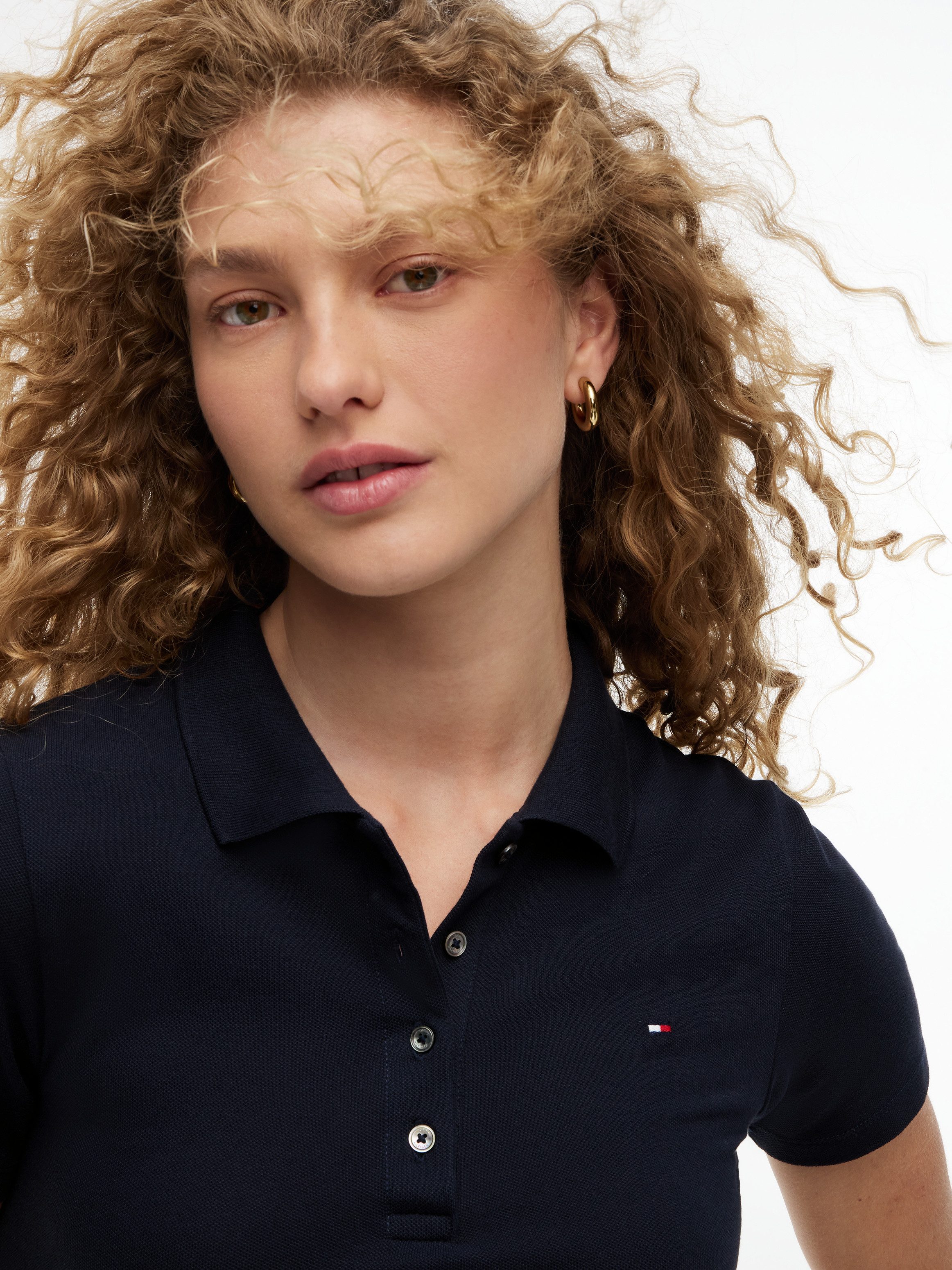 Tommy Hilfiger Poloshirt 1985 SLIM PIQUE POLO SHORT SLEEVE mit Tommy Hilfiger Logo-Flag