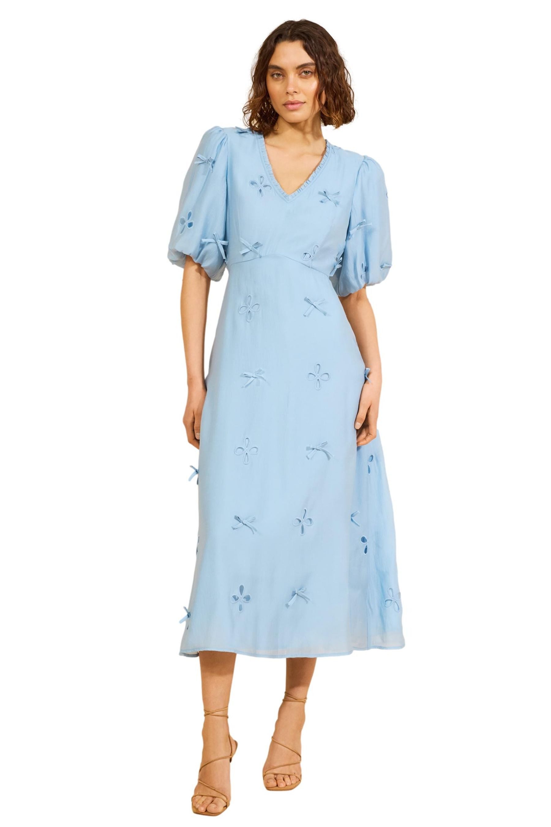 Love & Roses Midikleid Love & Roses Midikleid mit Puffärmeln, Regular (1-tlg)