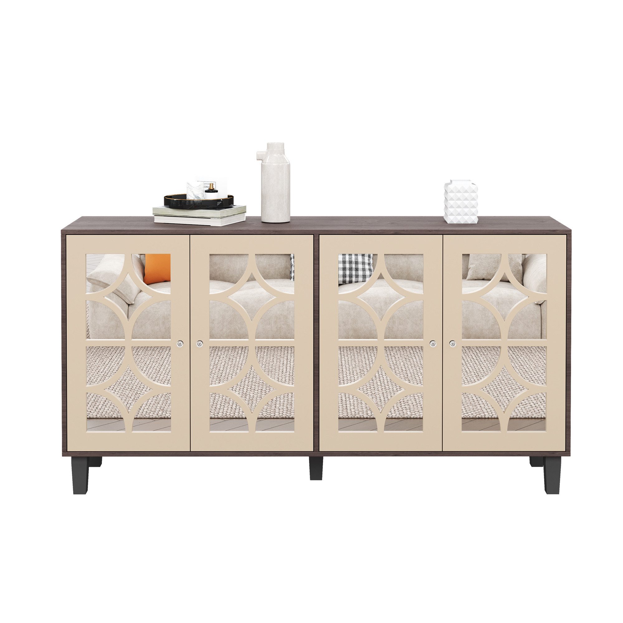 Merax Sideboard Spiegel Kommode mit 4 günstig online kaufen