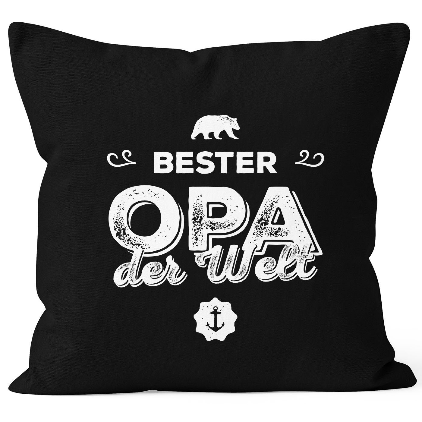 MoonWorks Dekokissen Kissen-Bezug Bester Opa der Welt Geschenk Kissen-Hülle Deko-Kissen Baumwolle MoonWorks® Opa schwarz