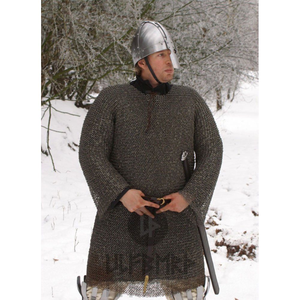 Ritter-Kostüm Kettenhemd Hauberk, vernietete und gestanzte Flachringe Ø 6 mm