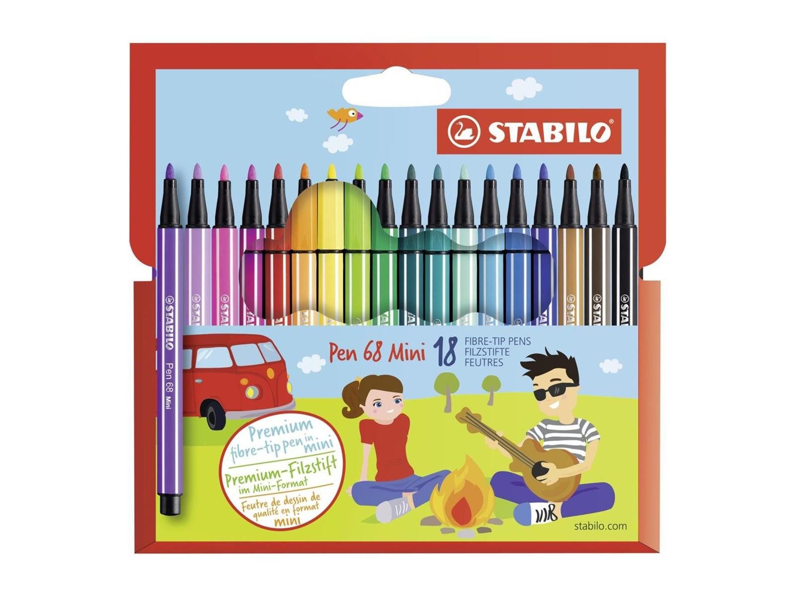 STABILO Filzstift STABILO Pen 68 Filzstift Mini - 1 mm - 18er Set