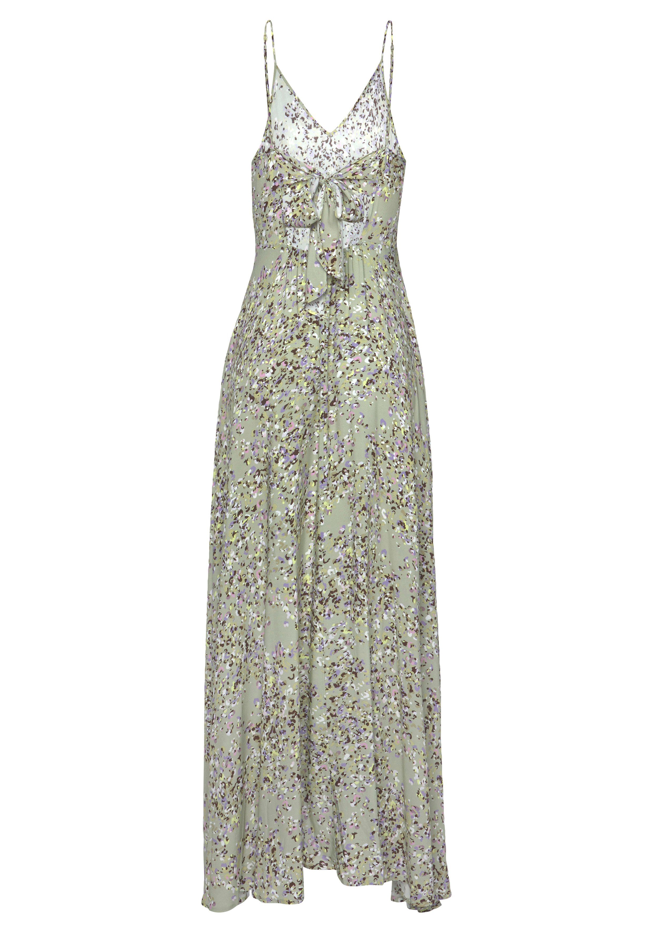 LASCANA Maxikleid Cut-Out am Rücken aus leichter Webware mit Blümchendruck Elegantes Sommerkleid, Spaghettikleid, Viskosekleid, festlich