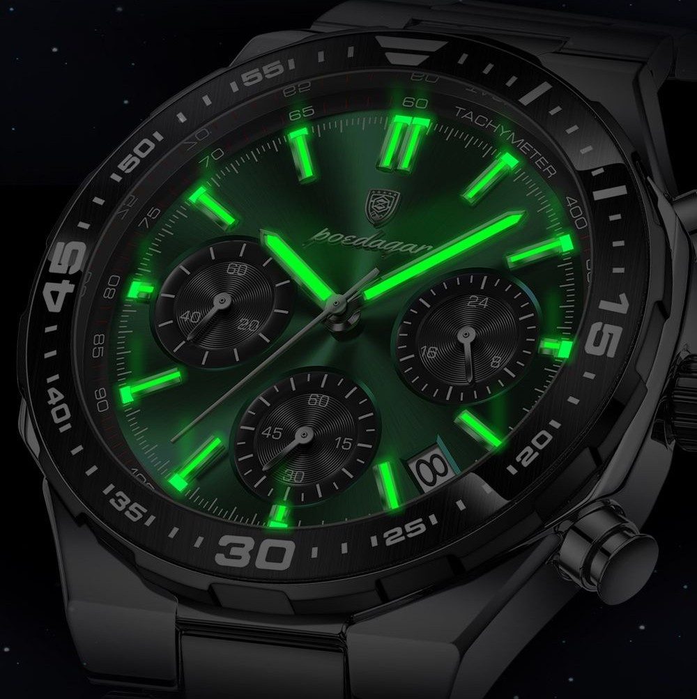 POEDAGAR Quarzuhr Poedagar Chronograph Uhr – Edelstahlgehäuse, Kalender, 4 Farben 697 – Bild 5 von 5
