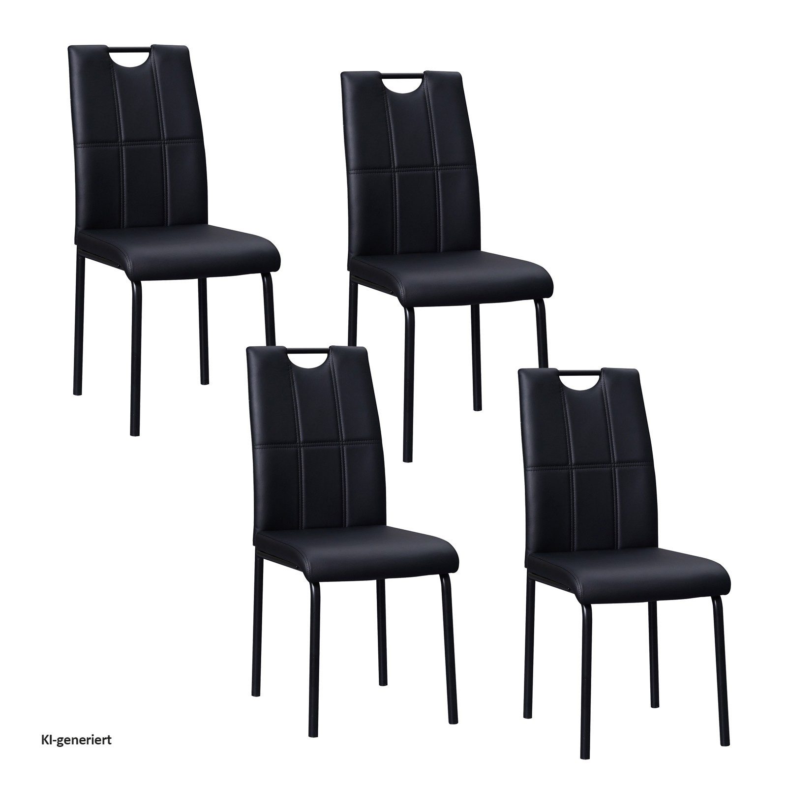 HTI-Living Polsterstuhl Esszimmerstuhl Denton Kunstleder Schwarz 4er-Set (Set, 4 St), Polsterstuhl