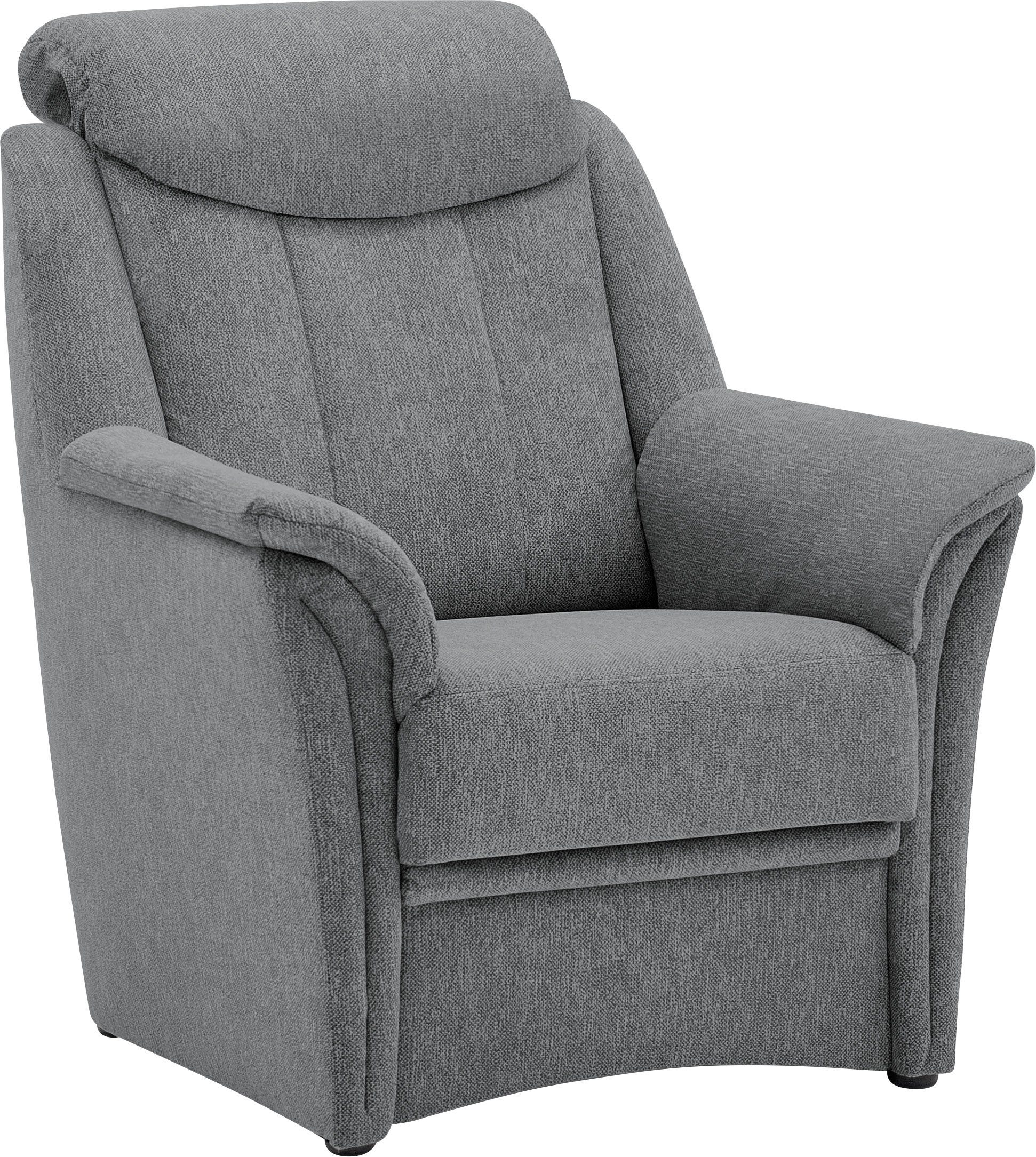 Sessel Sitzhöhe Lugano, cm, Kopfteilverstellung, 49 in BECK 3-tlg), VILLA Polstergarnitur und 2x (Set, 3-Sitzer