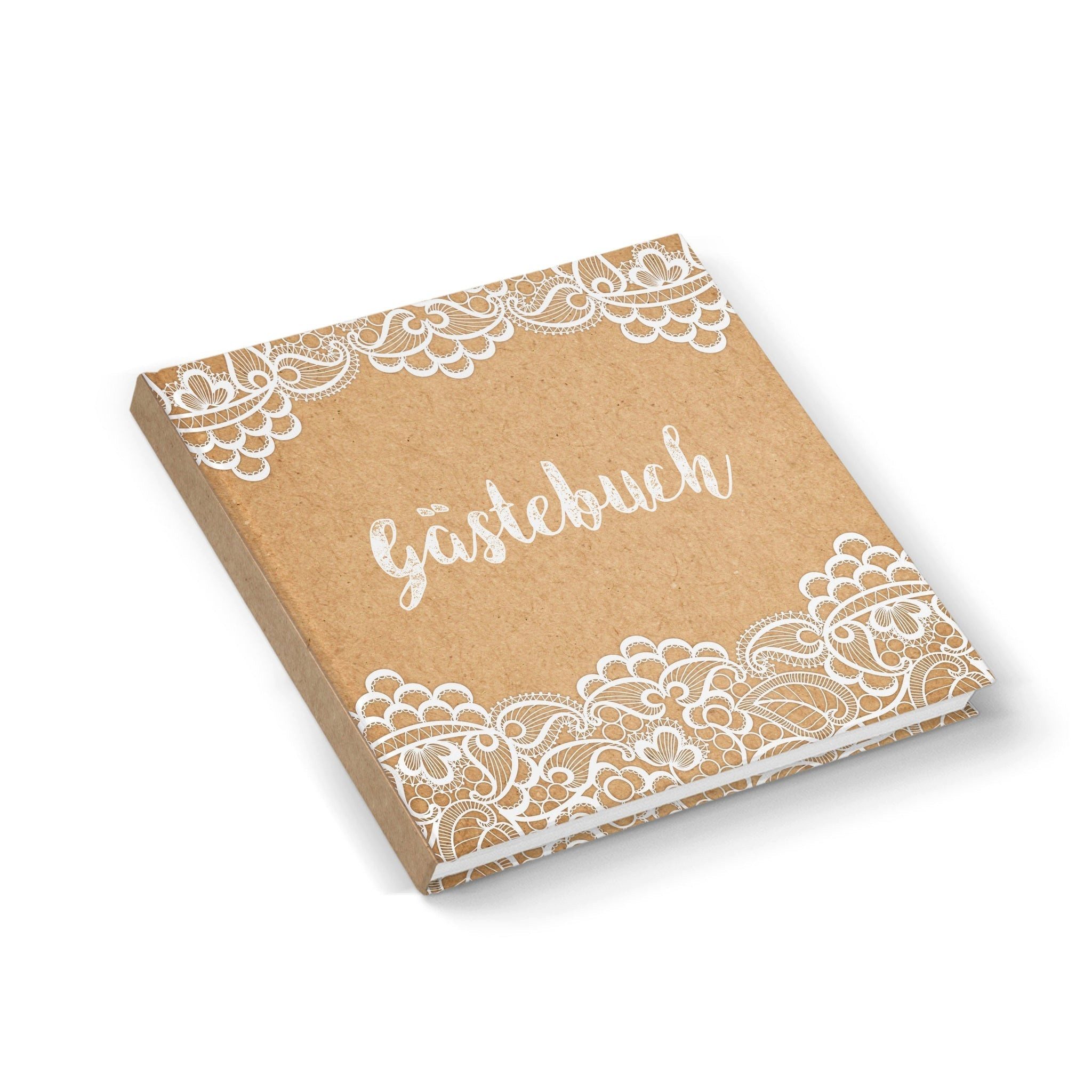 Logbuch-Verlag Dekofigur Gästebuch Kraftpapier-Optik braun weiß leeres Buch Hardcover 21 x 21