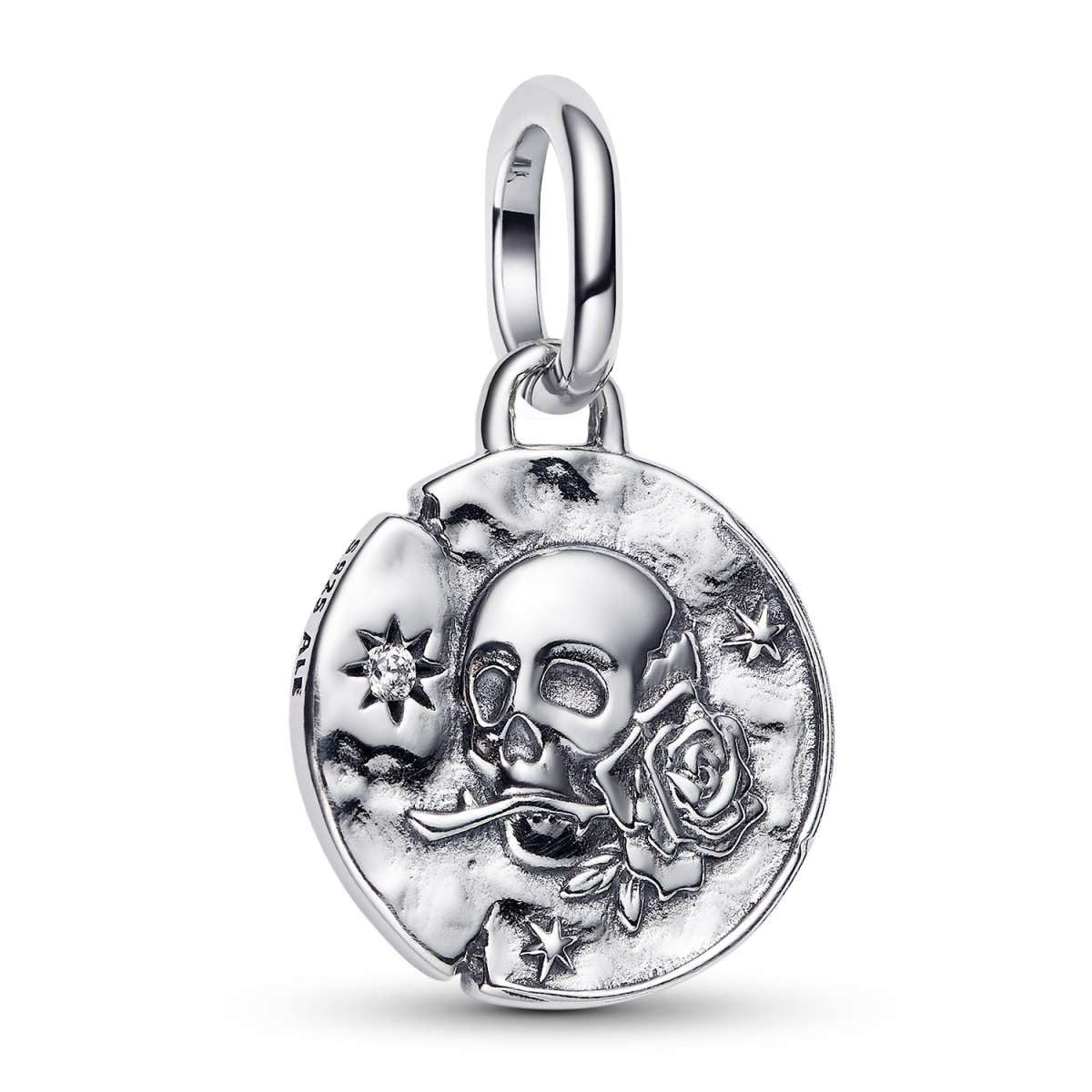 Pandora Charm Medaillon 794089C01, Anhänger Silber Totenkopf