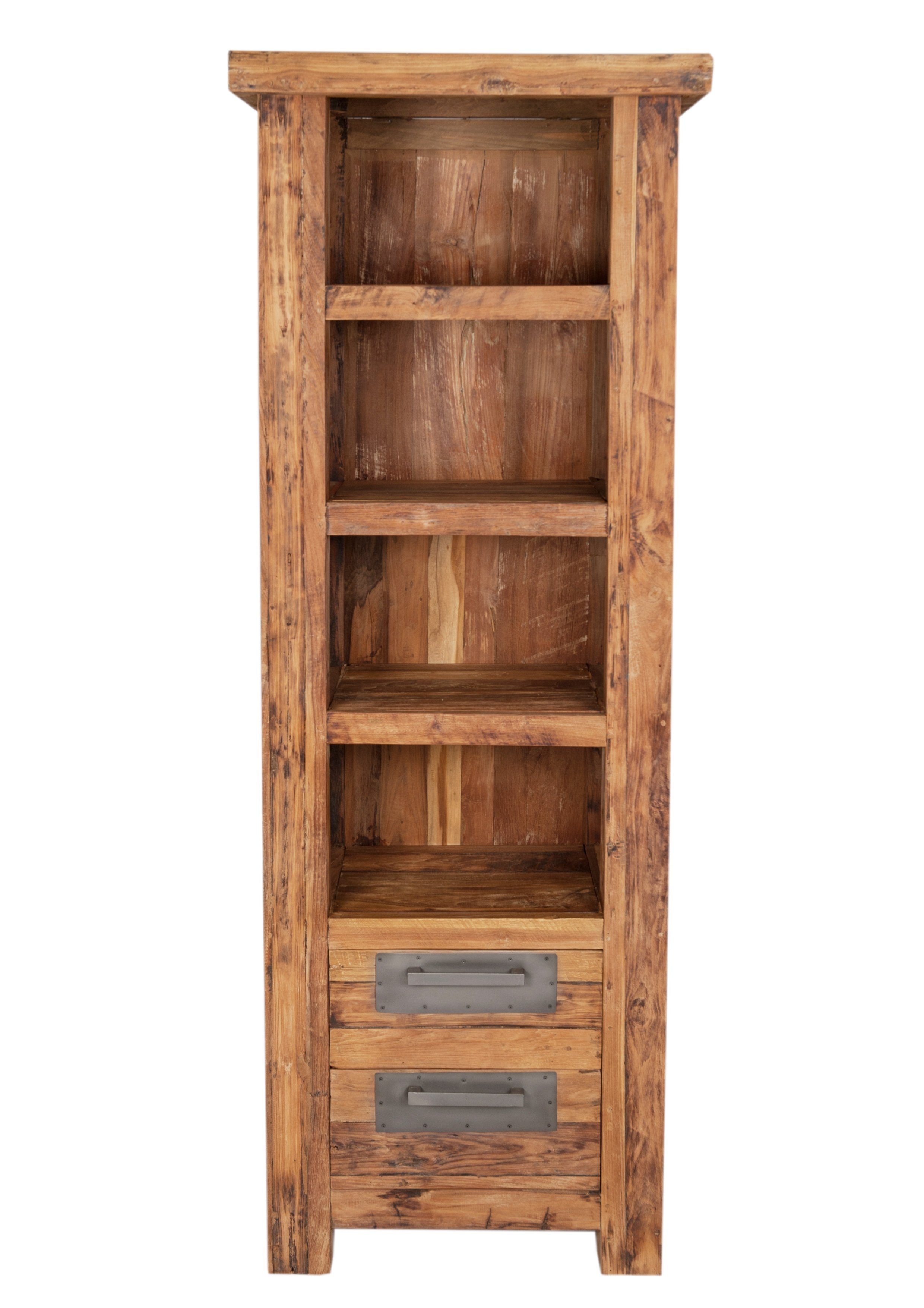 SIT Bücherregal, mit und ein Beschlägen, Holzstruktur Metallgriffen jedes Unikat silbernen Individuelle Teil 
