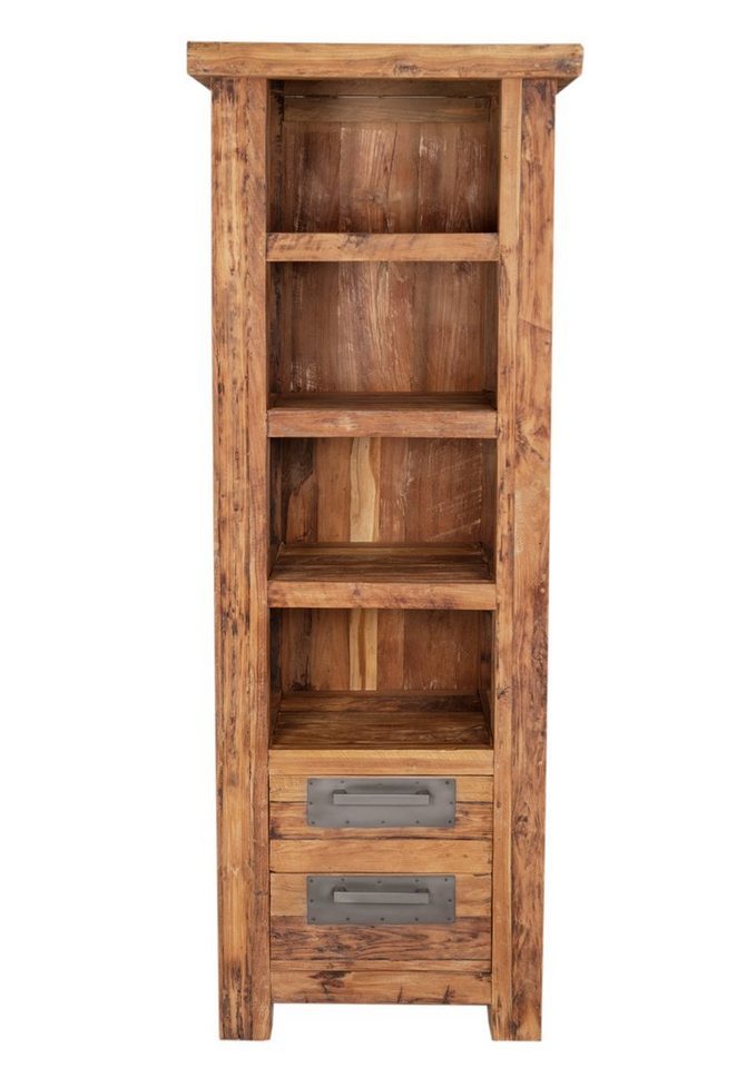 SIT Bücherregal, mit silbernen Metallgriffen und Beschlägen, Individuelle  Holzstruktur - jedes Teil ein Unikat