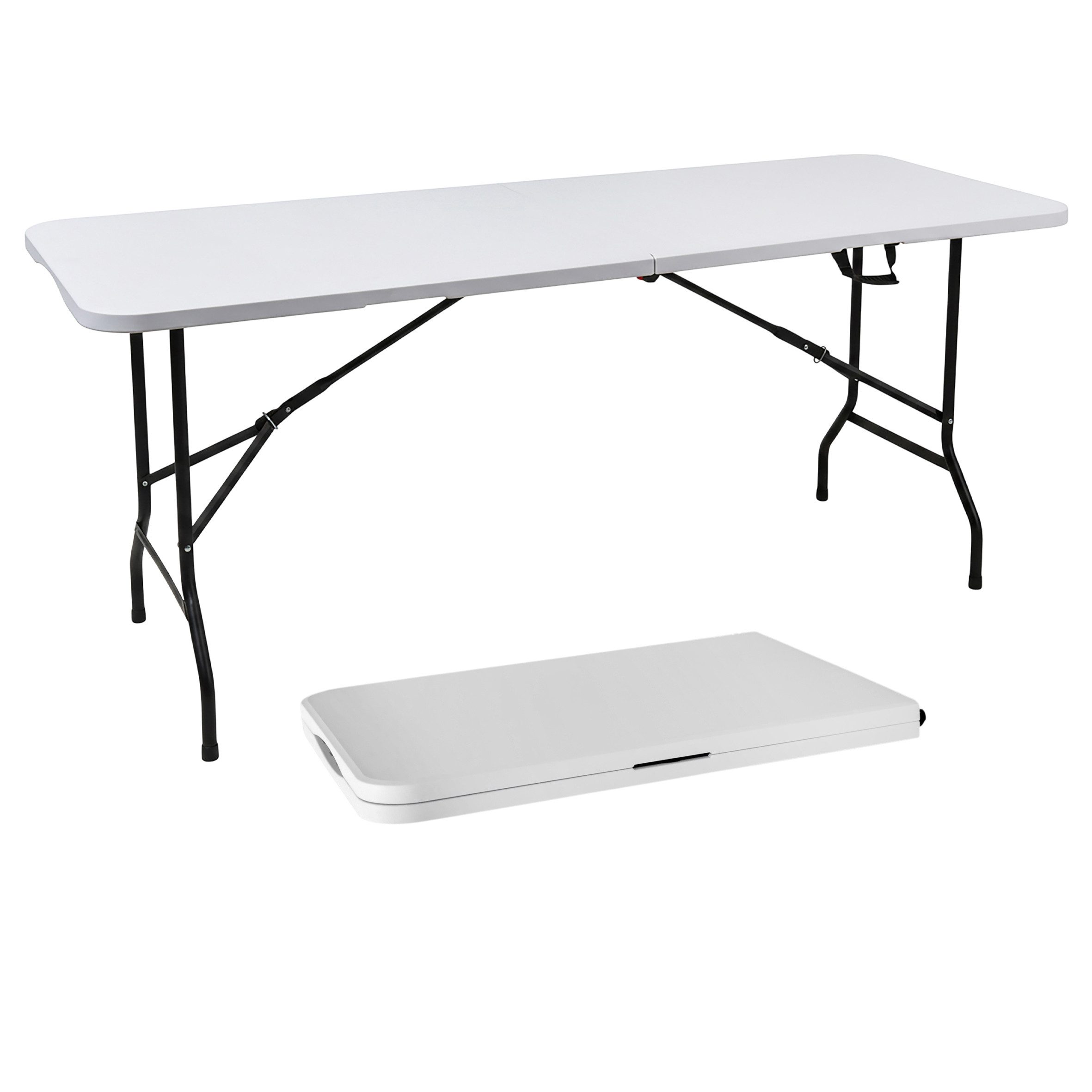 Spetebo Klapptisch XL Klapptisch weiß mit Stahlgestell wetterfest (Anzahl, 1-St., Stück), zusammenklappbar