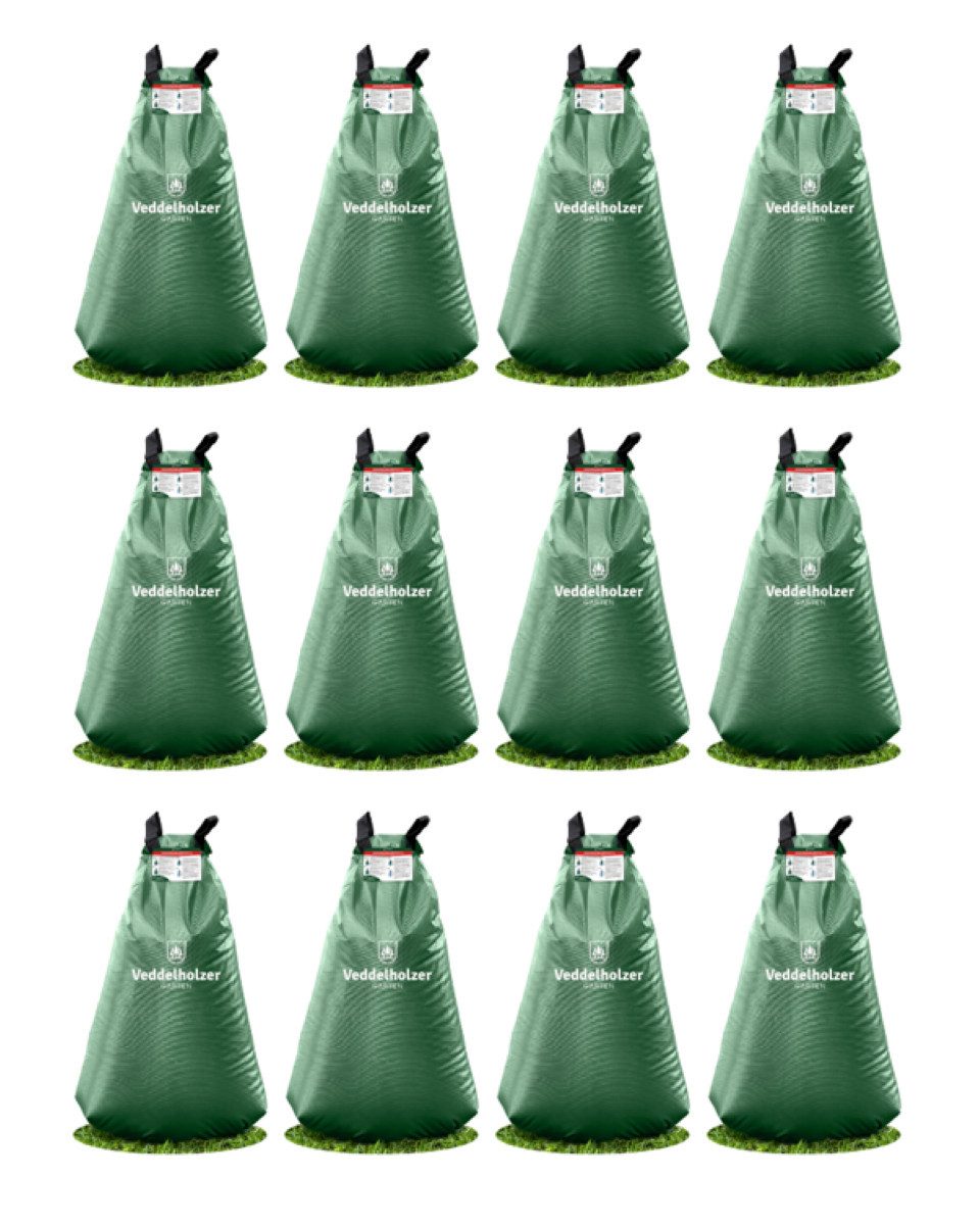 Veddelholzer Bewässerungssystem 12 x 75l Baumbewässerungssack Reißverschluss Diebstahlschutz, (Miteinander Kombinierbar durch Reißverschluss, 12 mal 75 Liter), Robust und wetterbeständig für Bäume, Jungbäume und Sträucher.