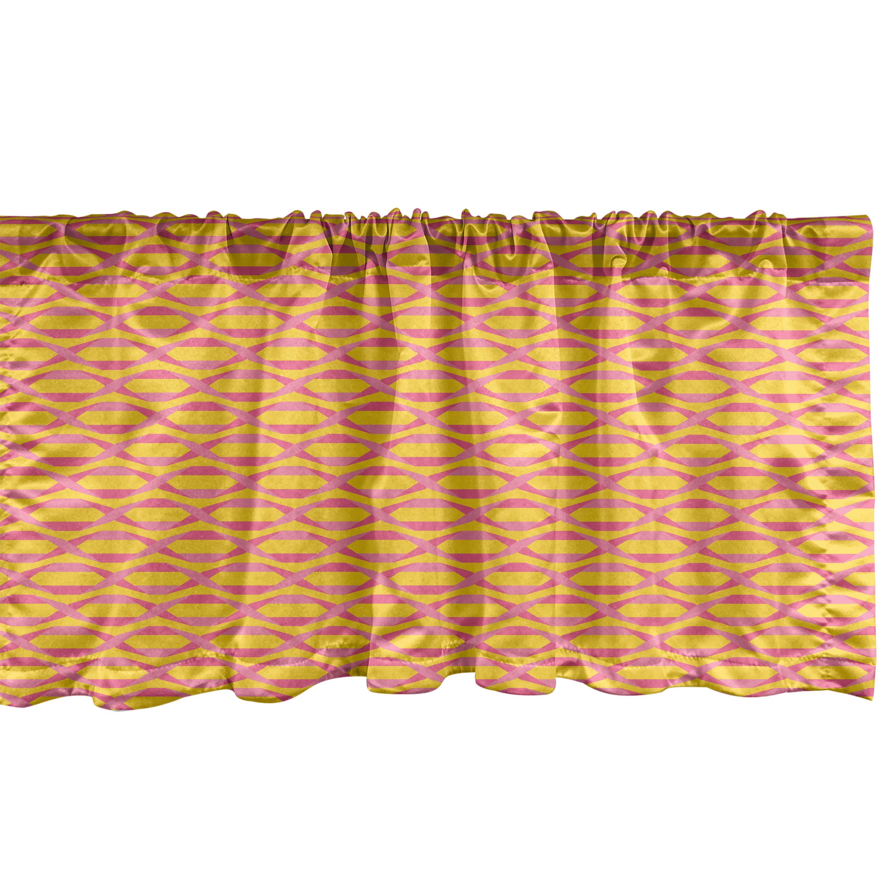 Scheibengardine Abstrakt Dekor Küche Vorhang Stangentasche, für Schlafzimmer Origami inspirierte Microfaser, Abakuhaus, mit Volant Motive
