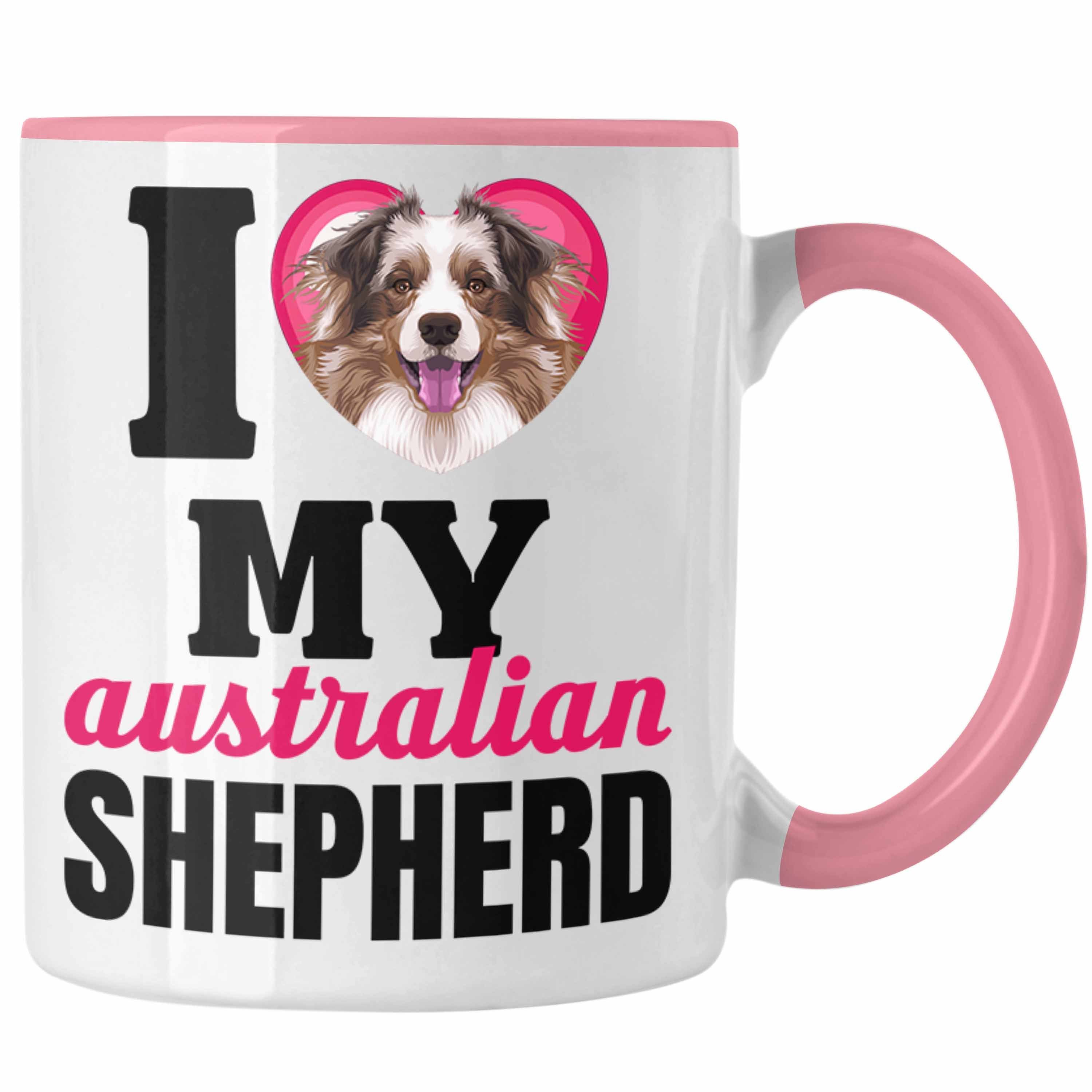 Trendation Tasse Australian Shepherd Besitzerin Tasse Geschenk Lustiger Spruch Geschenk Rosa