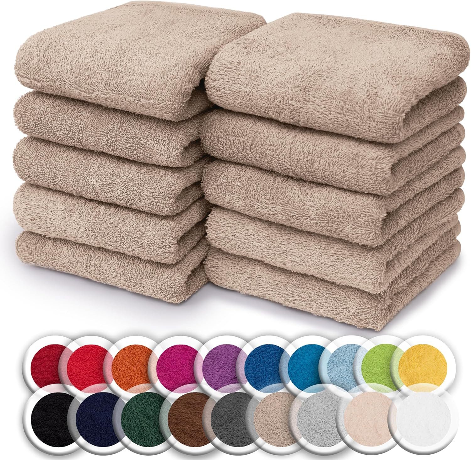 NatureMark Seiftuch 10er-Set Seiftücher 30x30cm 100% Baumwolle, (10-St), Frottier Waschlappen Seiflappen 30 x 30 cm, Sand