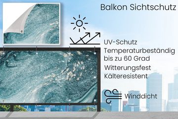 MuchoWow Balkonsichtschutz Edelsteine - Blau - Natur - Marmor - Abstrakt (1-St) Balkonbanner, Sichtschutz für den Balkon, Robustes und wetterfest