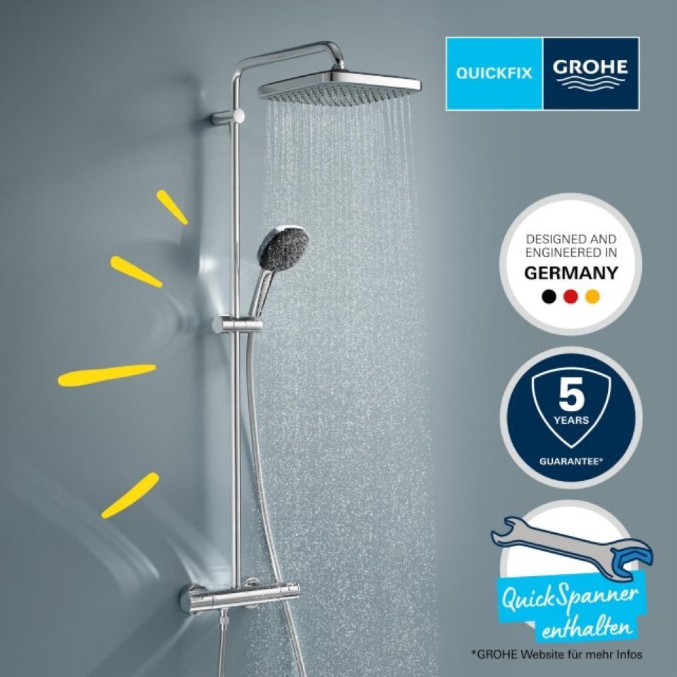 Grohe Duschsystem Vitalio Comfort 250 Duschsystem, Quickfix, chrom (26696001)