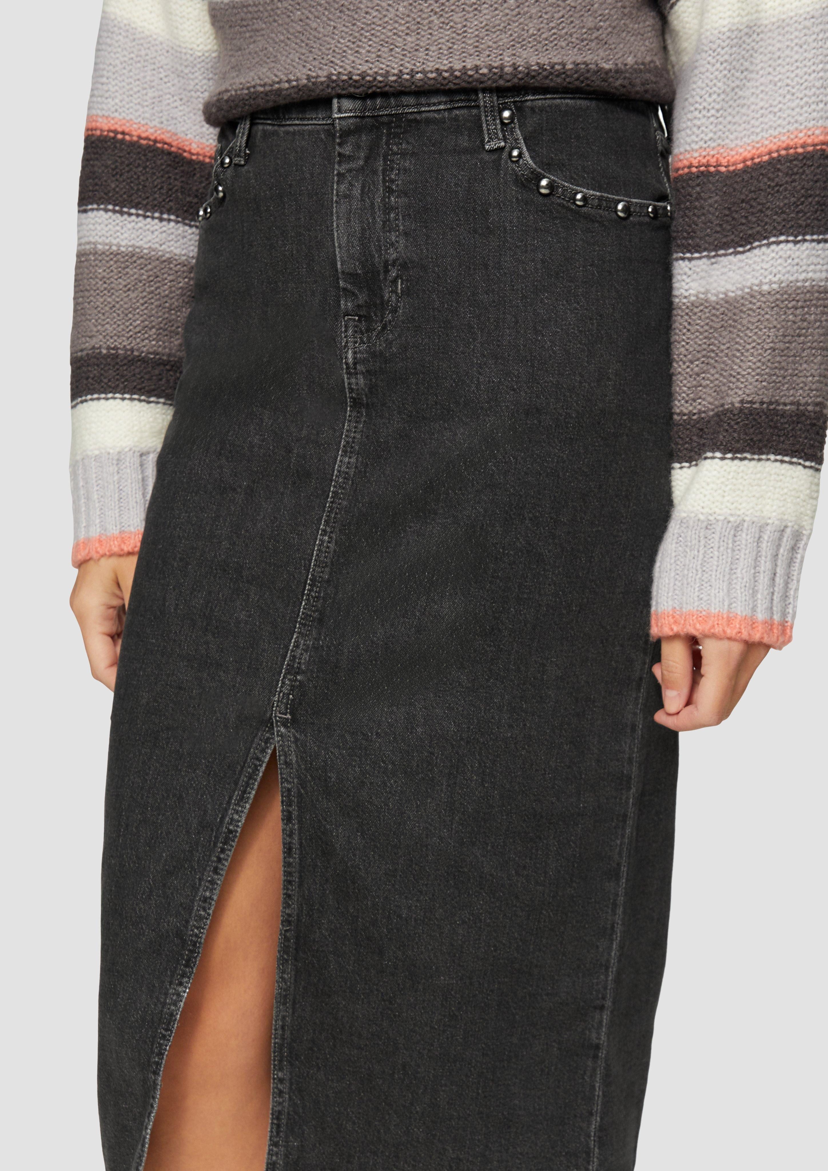 s.Oliver Maxirock Midi-Jeansrock mit Gehschlitz günstig online kaufen