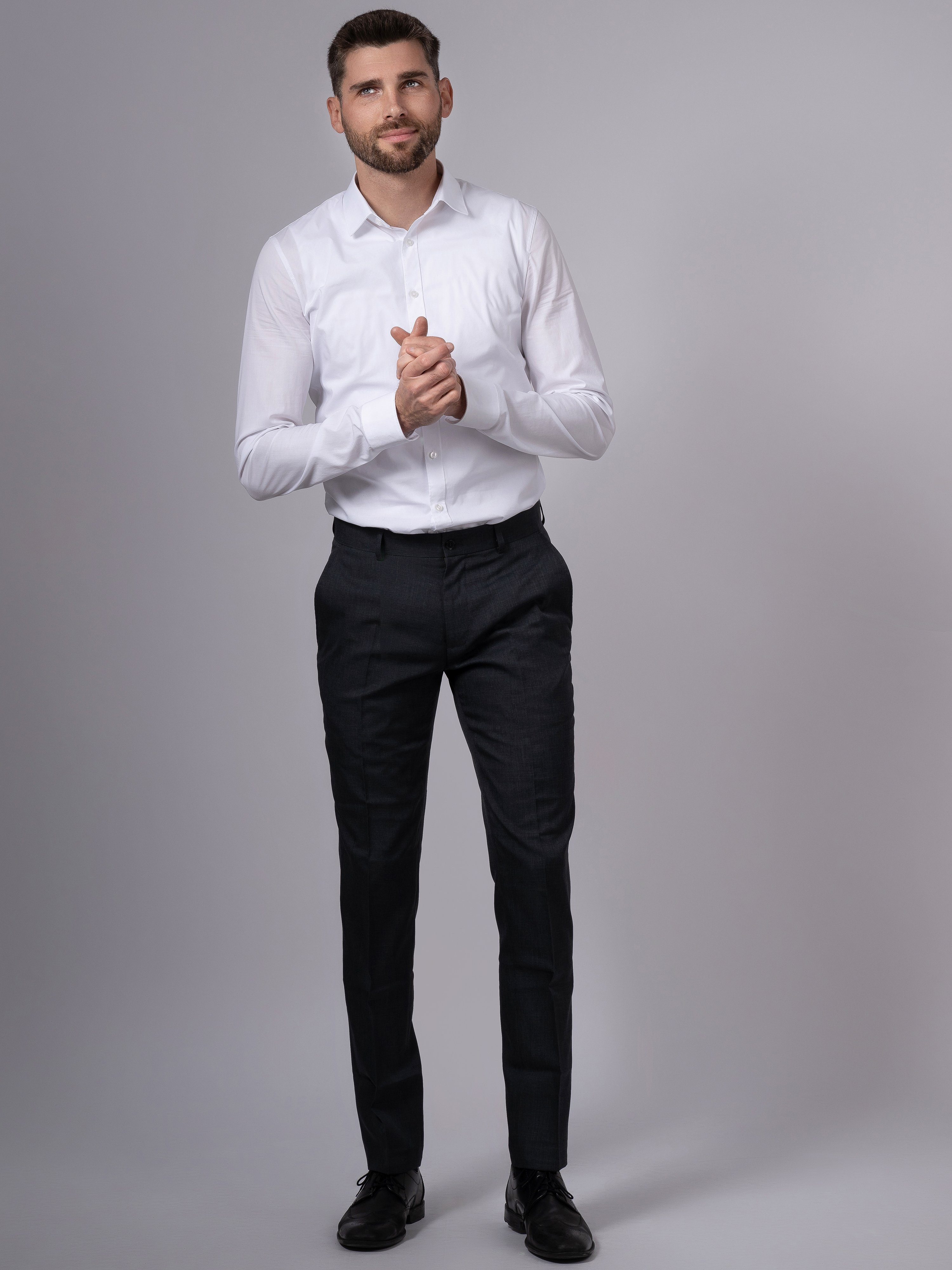 Hirschthal Anzughose Herren und Kurz-, Regular-Fit Anzughose Normalgrößen Lang- in Grau Slim-Fit Business und