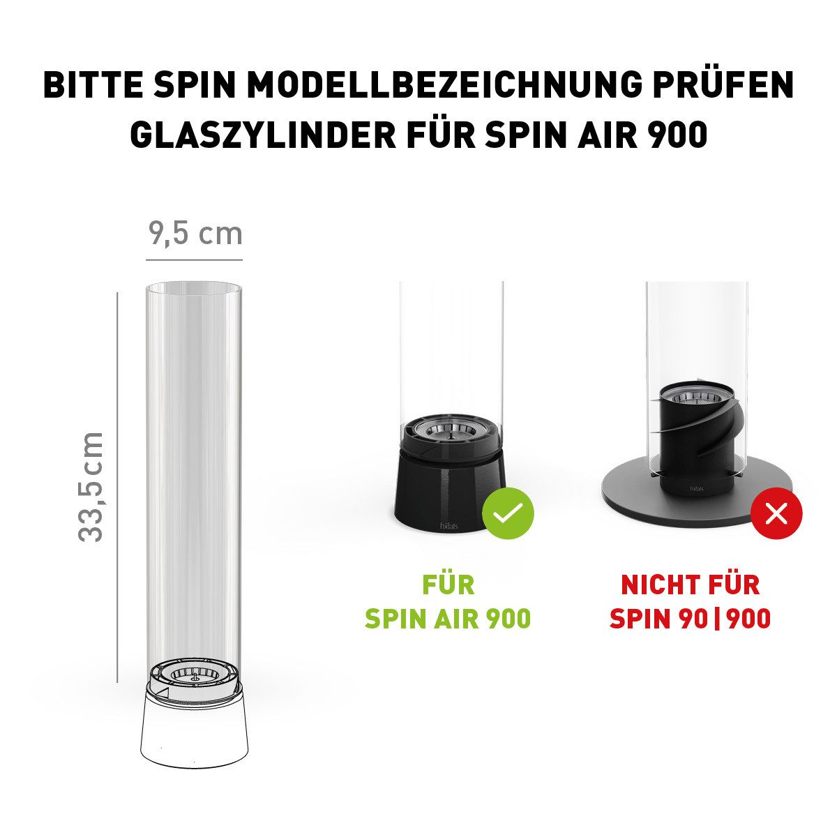 höfats Tischfeuer SPIN air Glaszylinder (Packung, Ersatzglas für SPIN air Tischfeuer, hitzebeständiges Borosilikatglas), original Zubehör