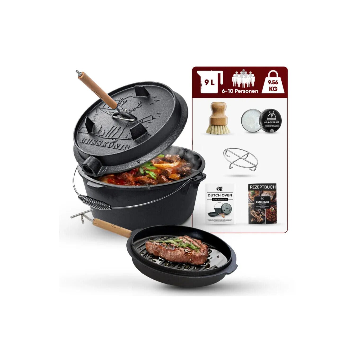 GUSSKÖNIG Bräter Dutch Oven Set 9L ohne Füße