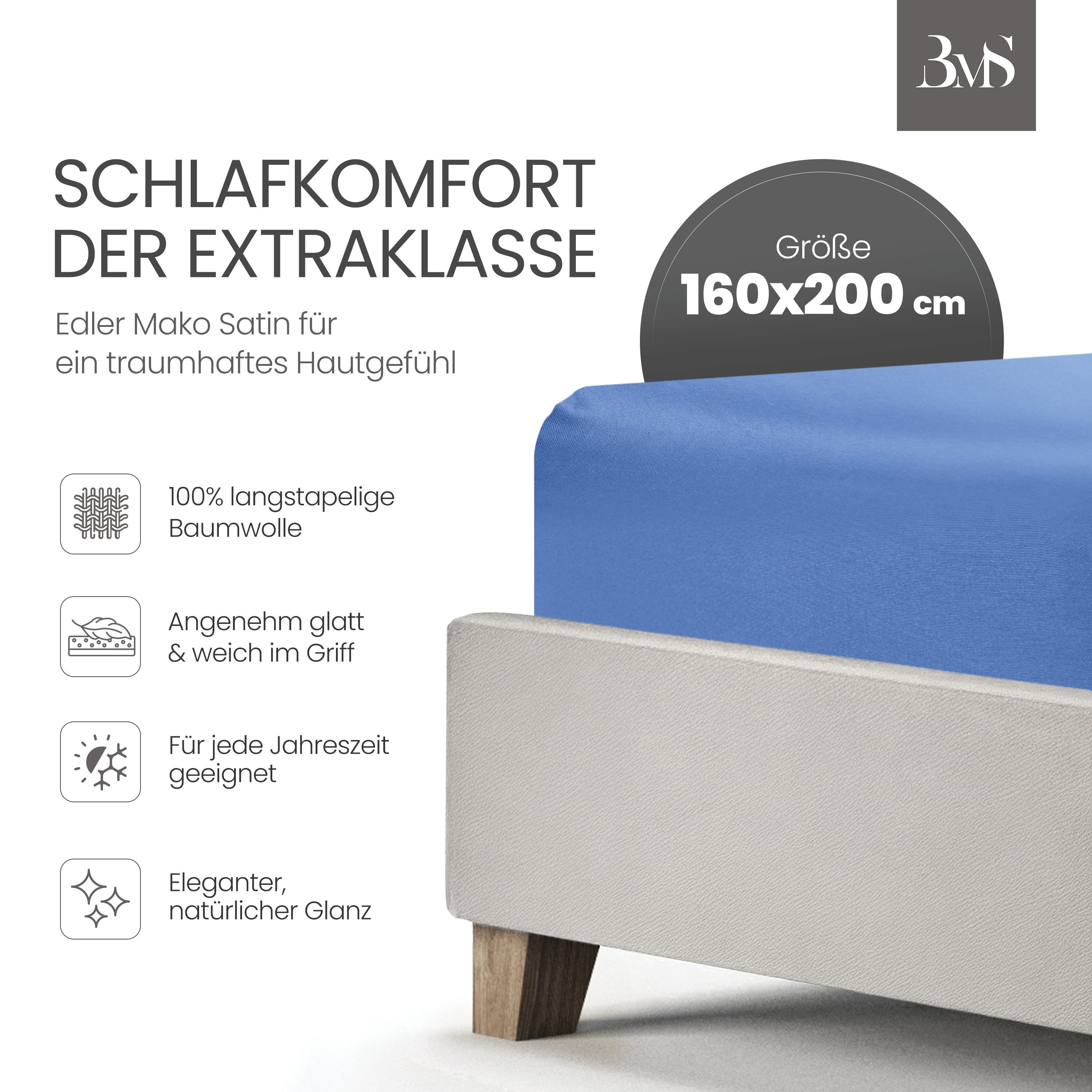 BETTWAESCHE-MIT-STIL Spannbettlaken Mako Satin Spannbettlaken, Matratzenhöh günstig online kaufen