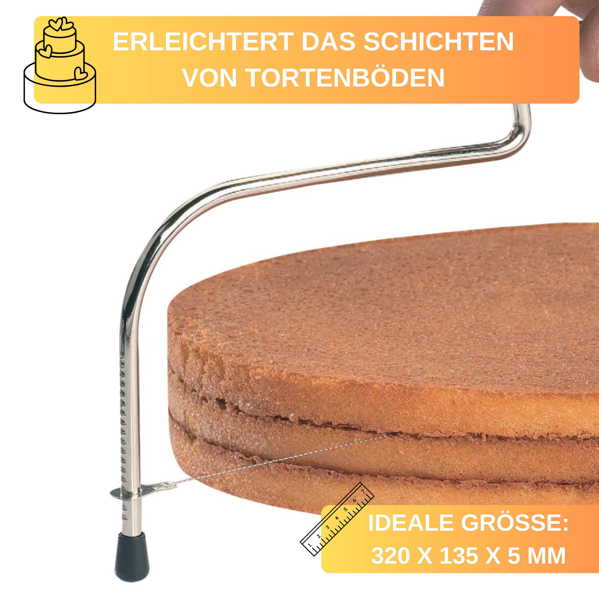 Thiru Tortenbodenteiler Premium mit gezacktem Schneiddraht, spülmaschinengeeignet – Bild 5 von 5