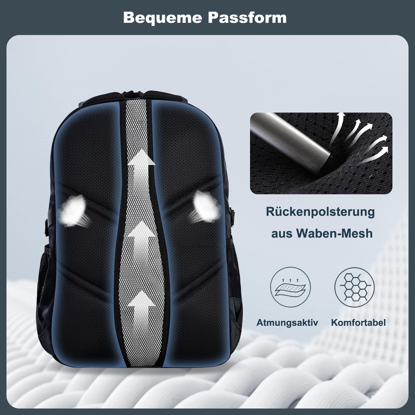 Cachito Rucksack Großer Camouflage Schulrucksack für Jungen & Mädchen (1-tlg), Teenager Rucksack mit Viel Stauraum – Daypack für Schule & Freizeit – Bild 4 von 5