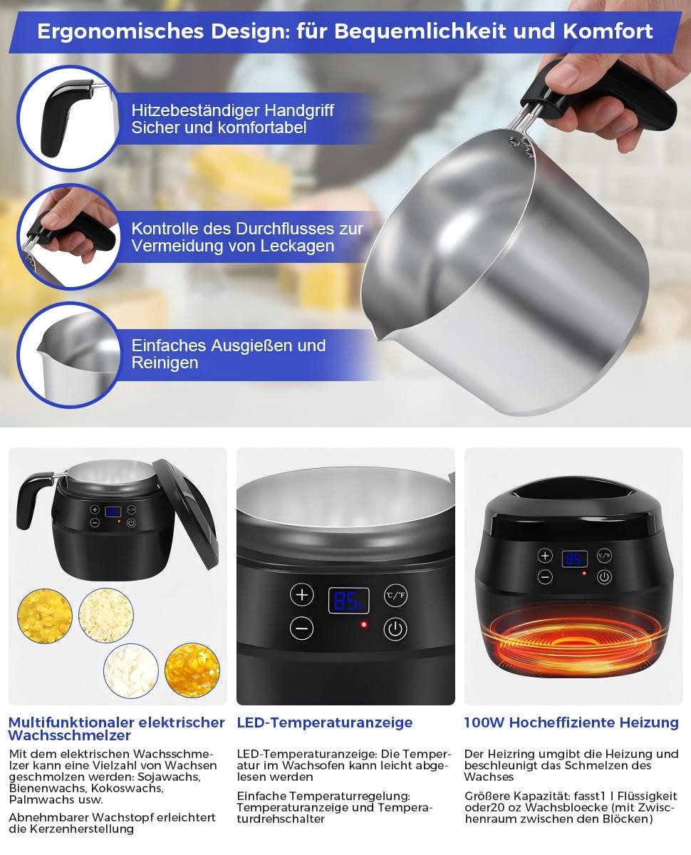 QUBEBU Duftkerze Kerzen Selber Machen Set mit Wachsschmelzer, DIY Kerzenher günstig online kaufen