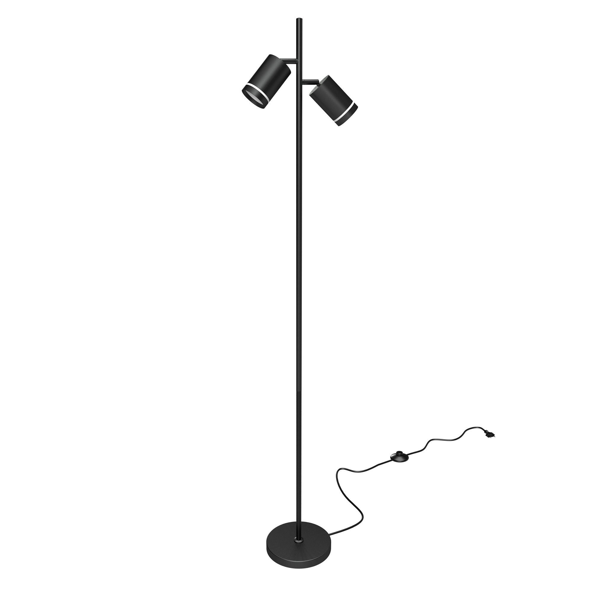linovum LED Aufbaustrahler TAVIRA Stehlampe 2x GU10 6W, 2-flammig mit schwarz inklusive, LEDs Leuchtmittel inklusive warmweiß Leuchtmittel