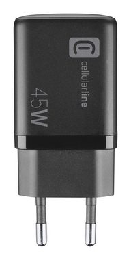 Cellularline Charger Multipower Micro 45W GaN 2 Ports USB-Ladegerät (Ladegerät Lader für Samsung Galaxy, Apple iPhone, Google Pixel)