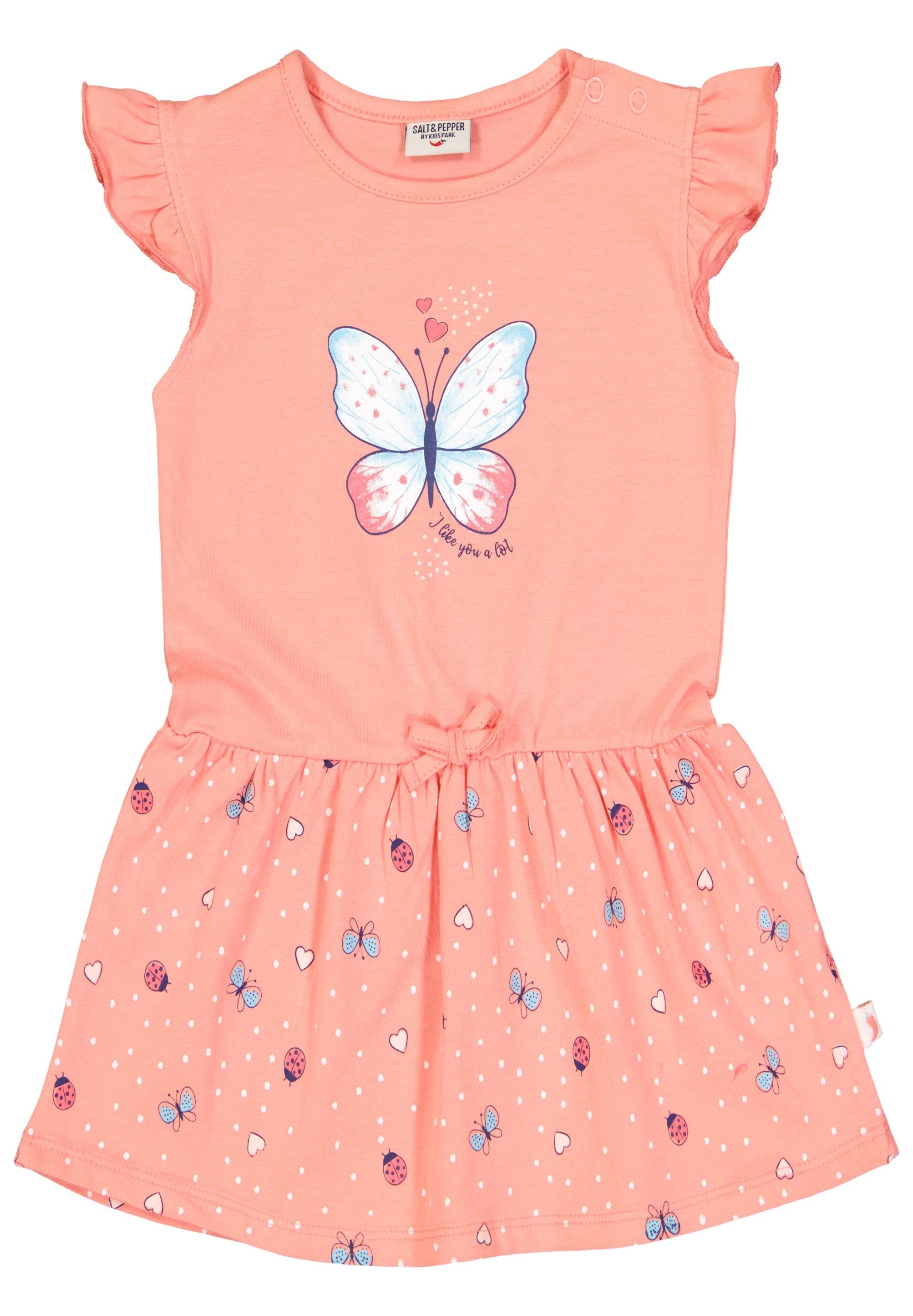 SALT AND PEPPER A-Linien-Kleid Dress AOP Butterfly (1-tlg) peach