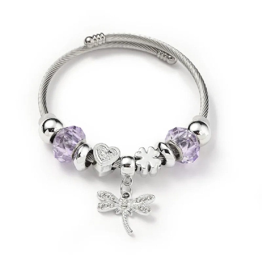 Eyecatcher Armkette Charm-Armband mit lila Kunststoffperlen günstig online kaufen