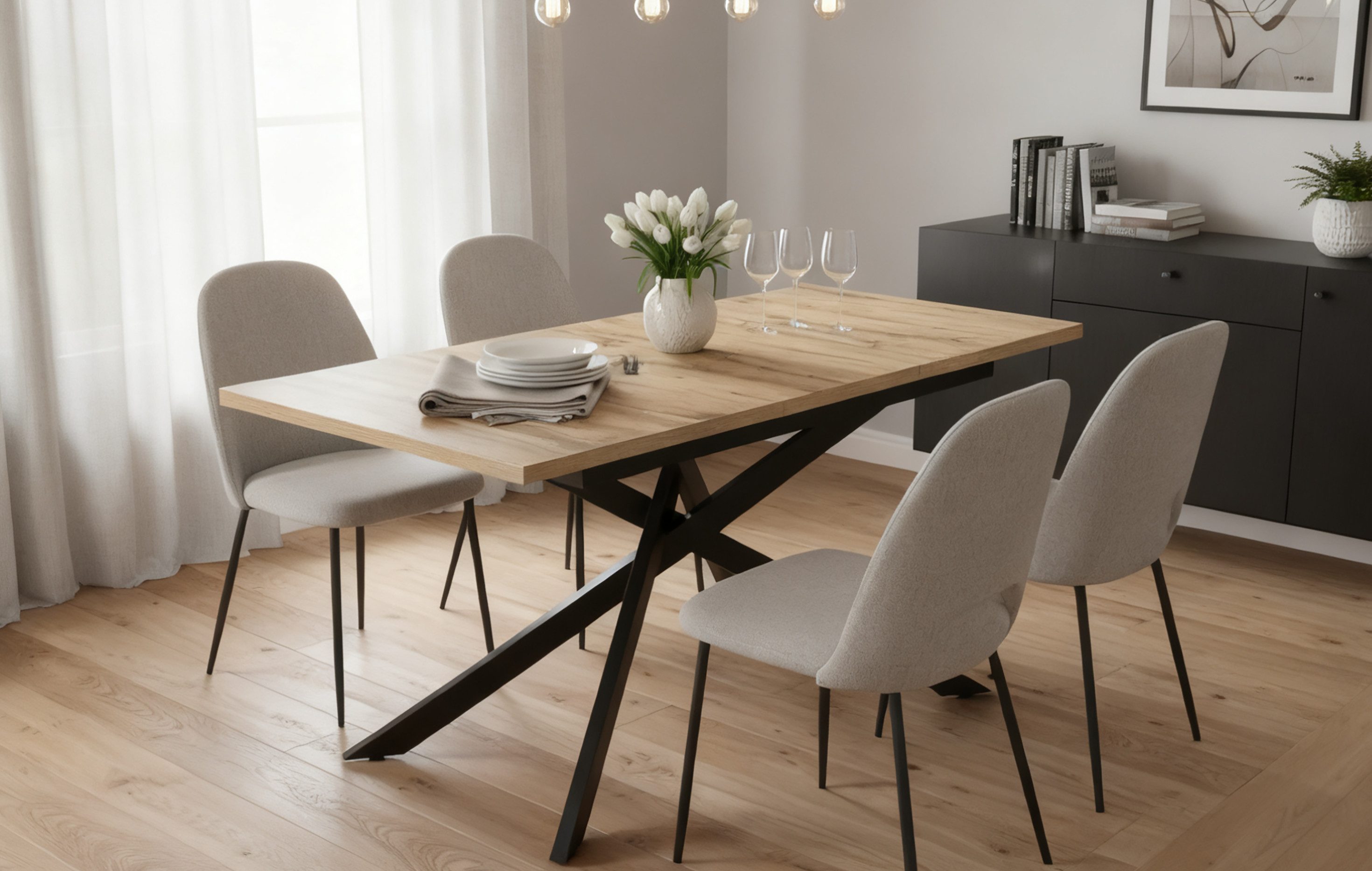 B&D home Esstisch LARS, Metallgestell schwarz oder weiß, ausziehbar 120-160 günstig online kaufen