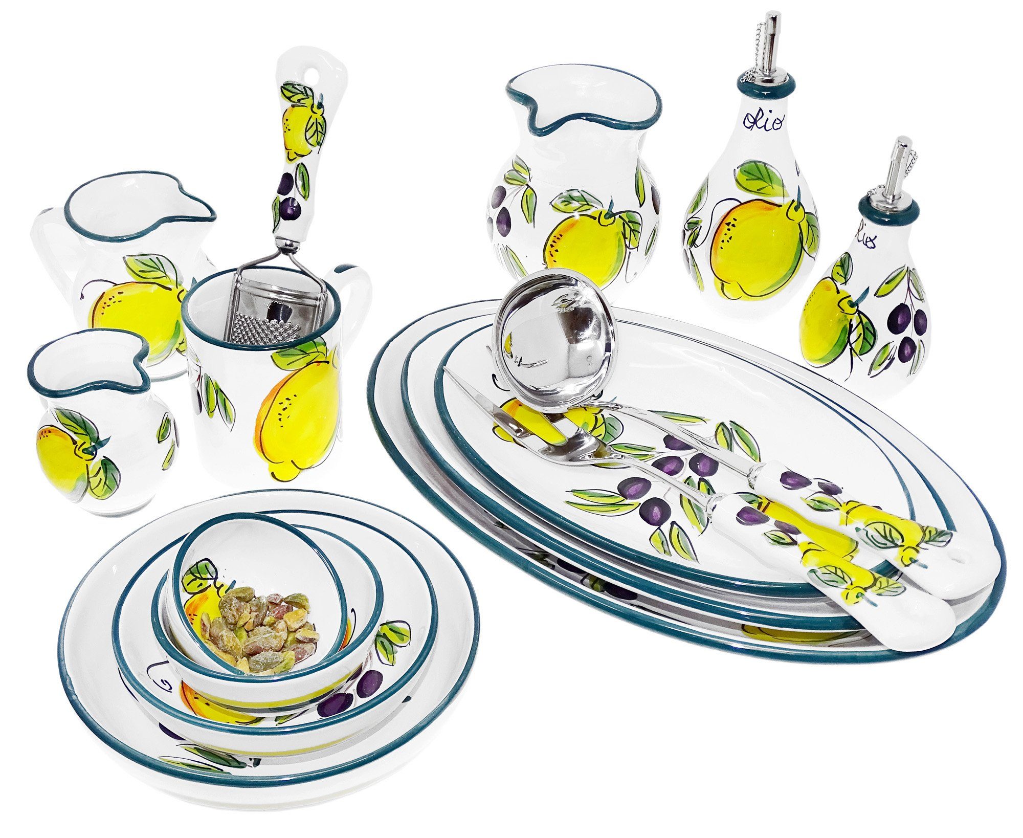 Lashuma Suppenkelle, Kochkelle Italienische Schöpfkelle Zitrone Olive Griff cm, mit Keramik 28