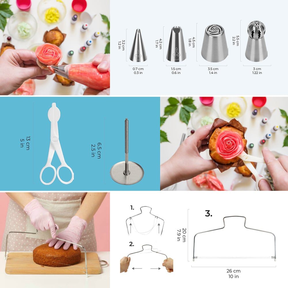 Wenburg Back-Set 51er-Set Delight Kuchendekorationsset, Torten Kuchen Muffins Cupcakes Kupplungen Spritztüllen Sahne Creme – Bild 2 von 5