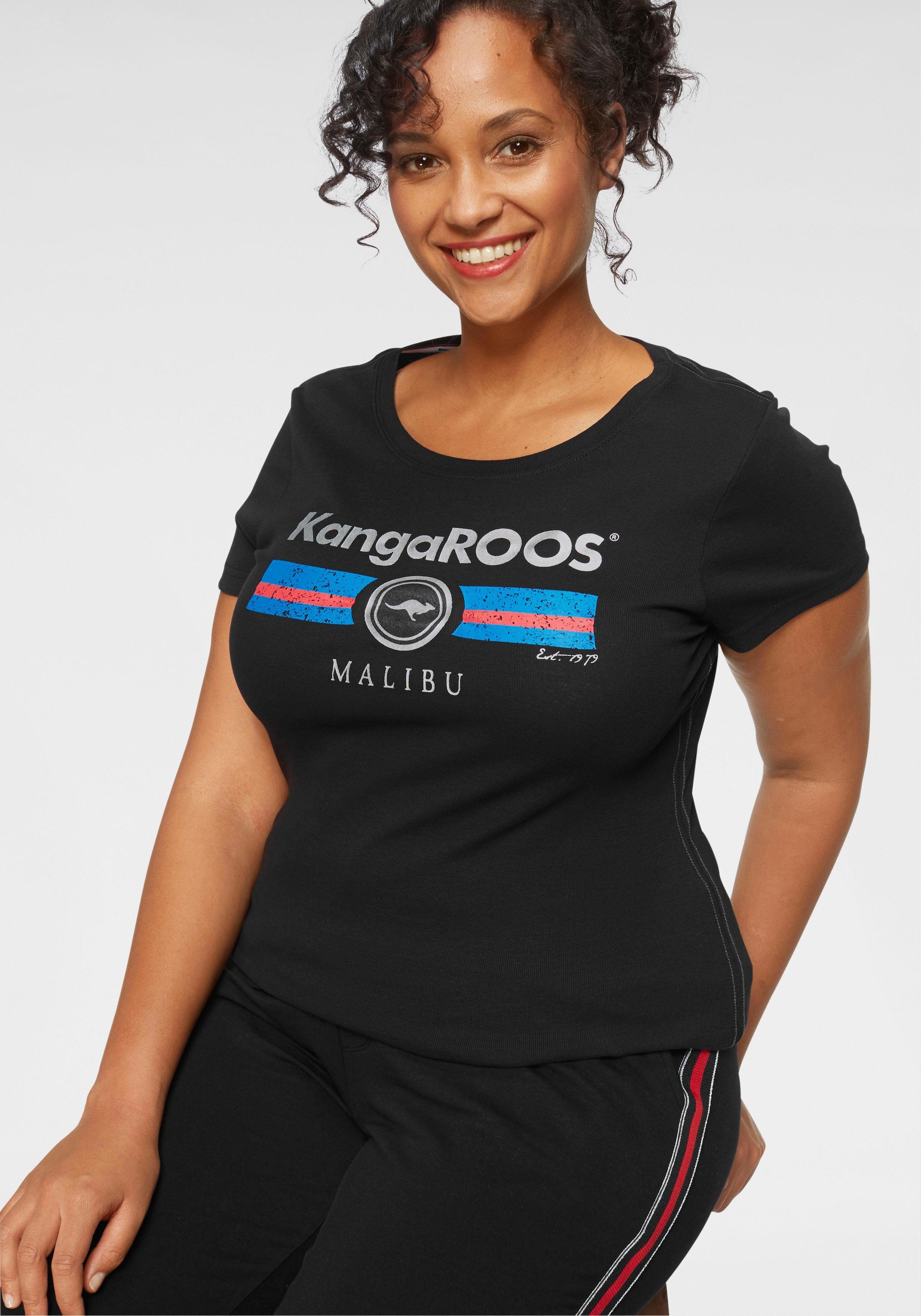 KangaROOS T-Shirt Kurzarm, unifarben und bedruckt, Rundhalsausschnitt