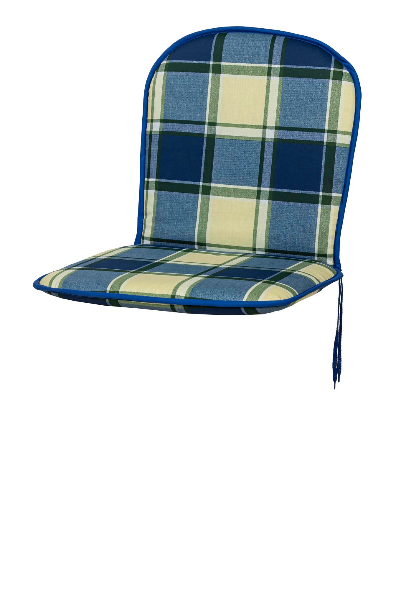 KETTtex Polsterauflage Monoblock niedrig 2163 blau-grün kariert 79x43x3,5 cm KETTtex, (1 St), mit Bindebändern