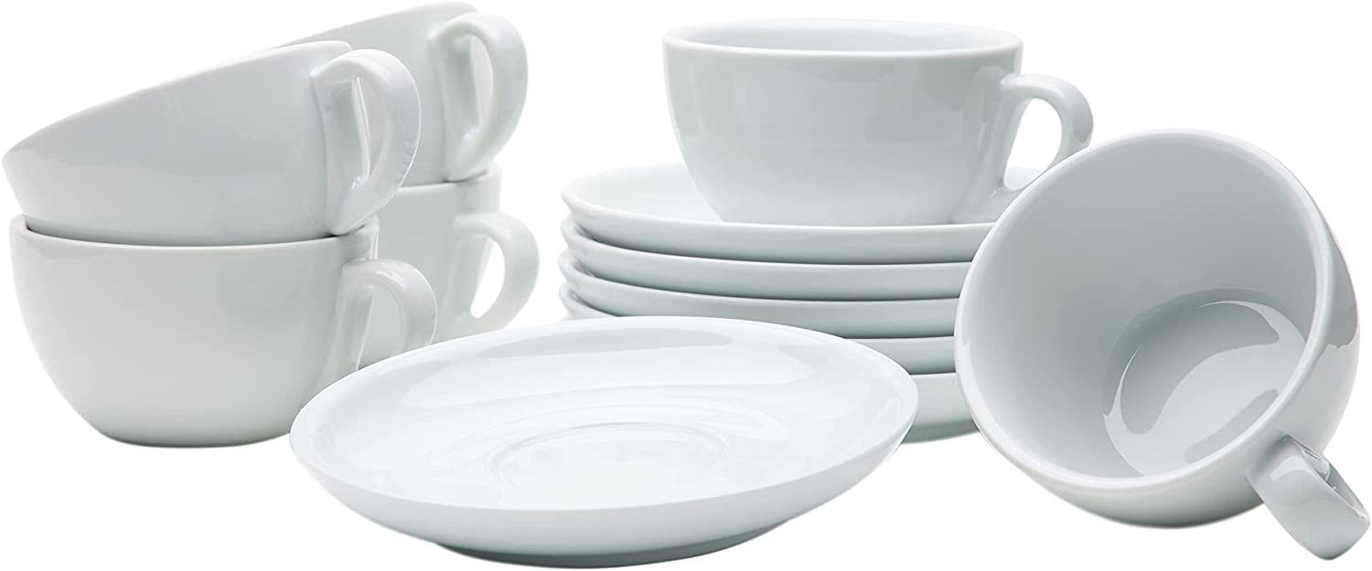 Gastro Spirit Kaffeeservice 12-teiliges Cappuccino-Tassen Set 200 ml, weiß, Porzellan, Italia, Porzellan, 12-teiliges Set, 200 ml