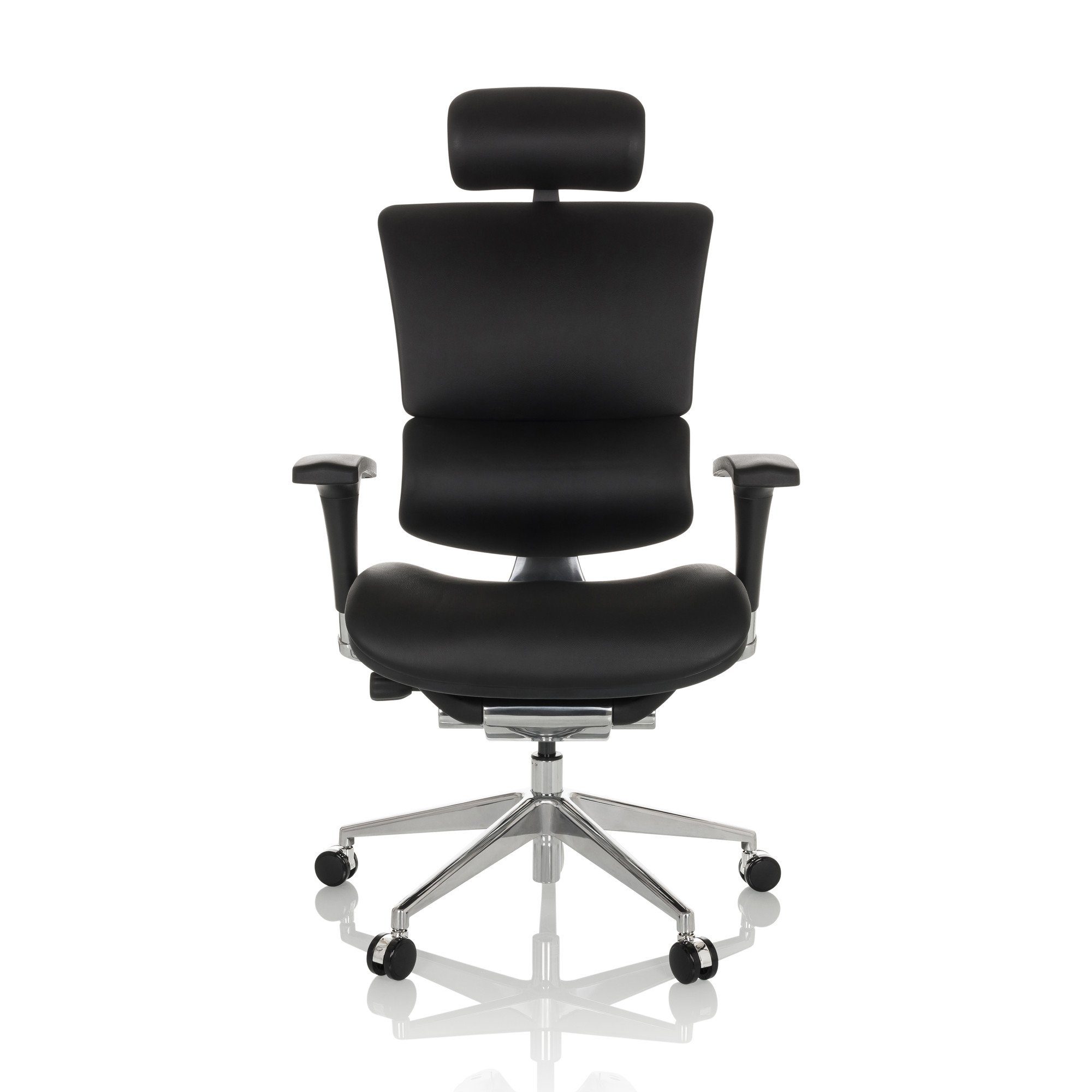 hjh OFFICE Drehstuhl Luxus Leder St), ergonomisch ERGO-U2 (1 Bürostuhl Schwarz Chefsessel L